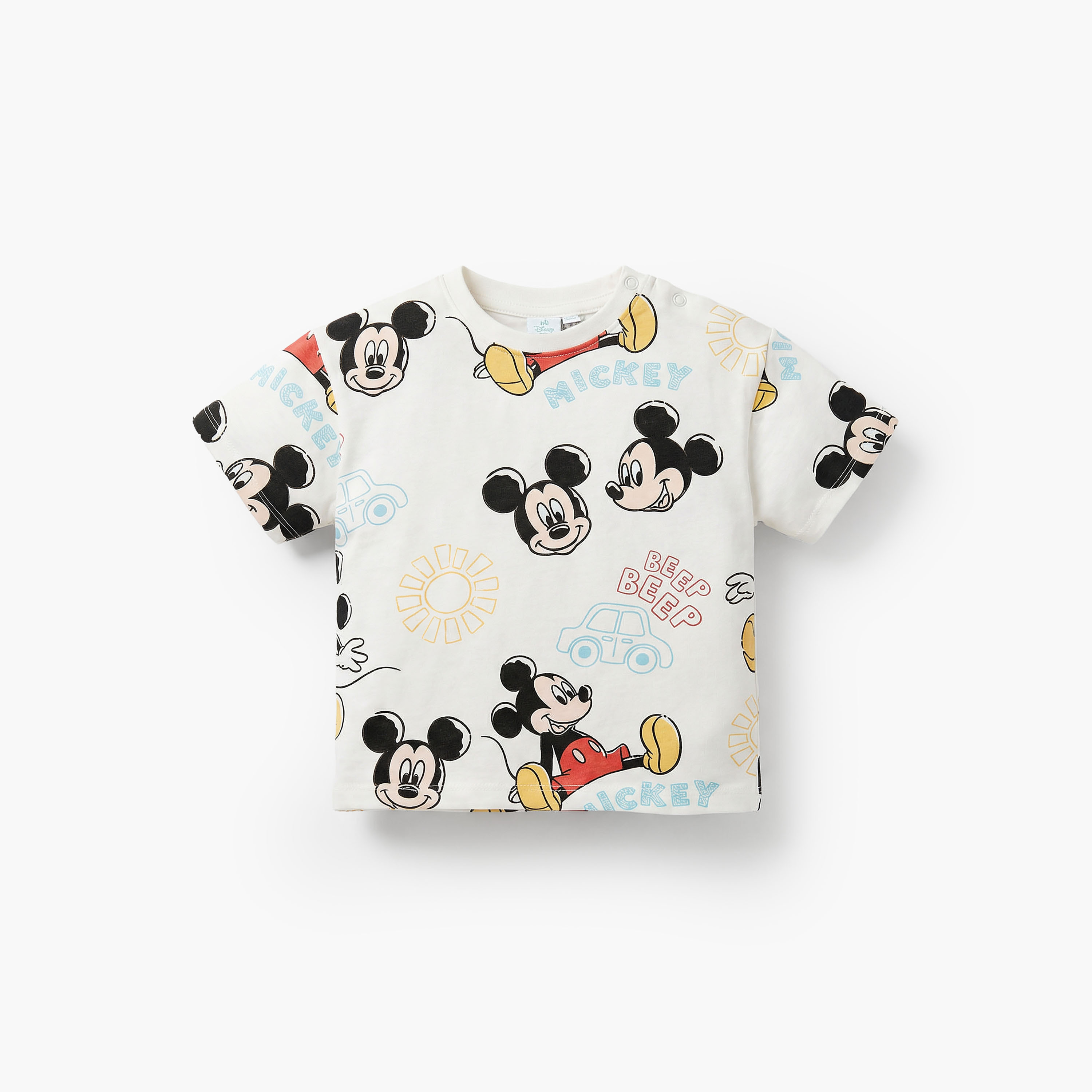 Disney Crew Neck Short Sleeves T-shirt with Mickey Mouse Print-baby-boys-clothing-tshirtsandpolos-image-1