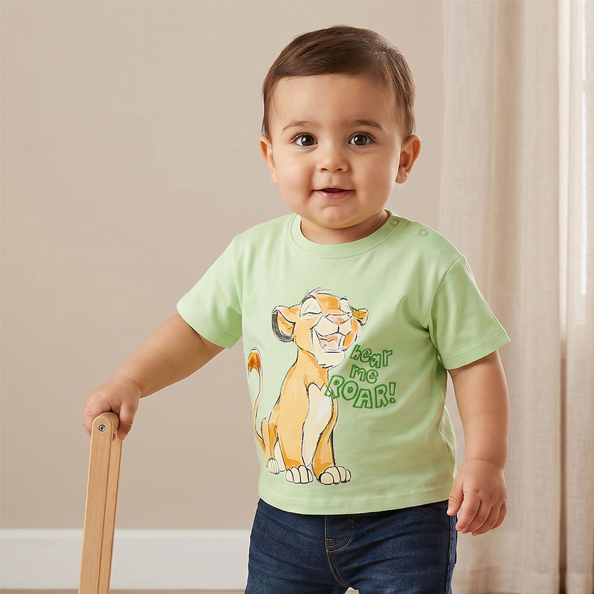 Disney Crew Neck Short Sleeve T-shirt with Simba Print-baby-boys-clothing-tshirtsandpolos-image-1