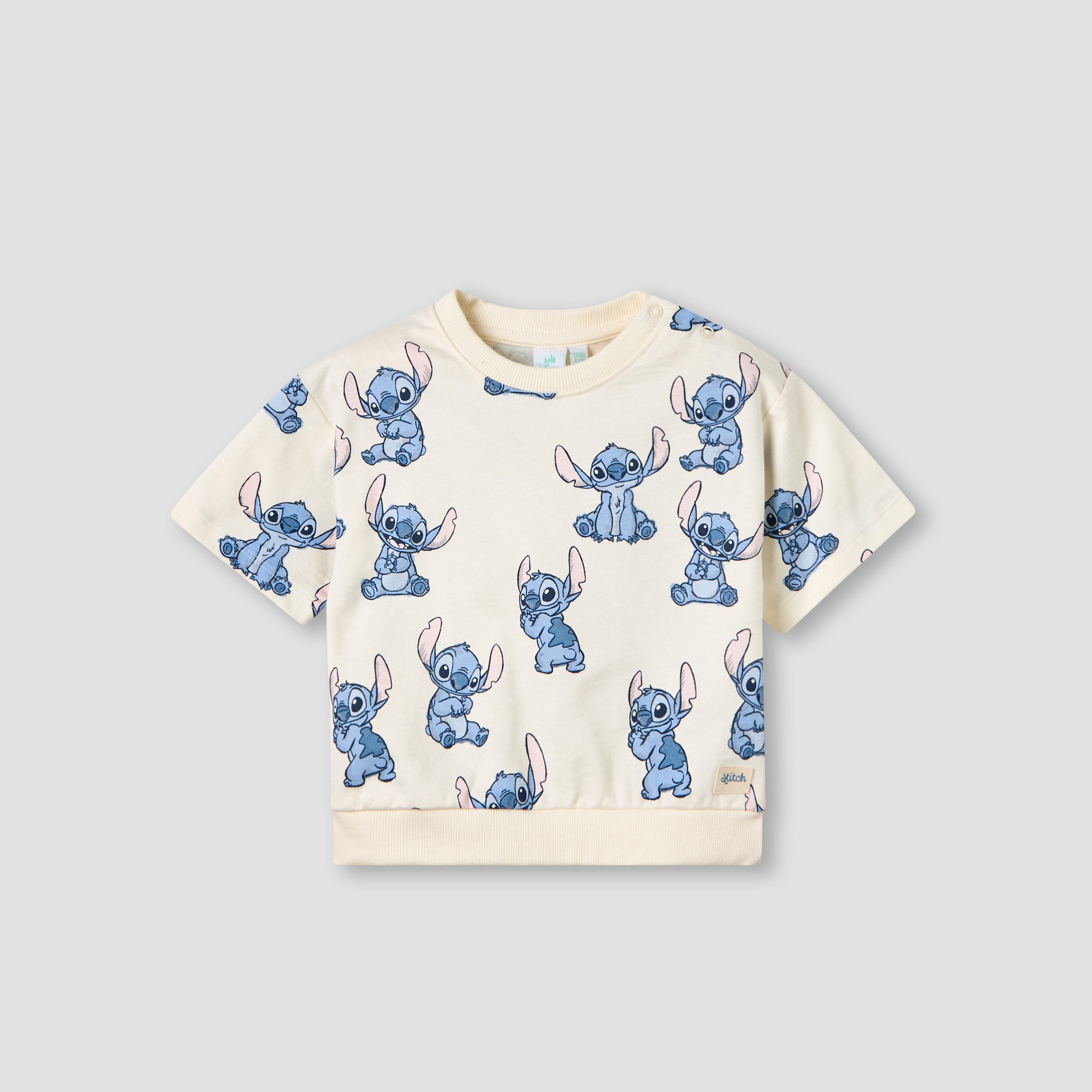 Disney Crew Neck Short Sleeves T-shirt and Shorts Set with Stitch Print-baby-boys-clothing-setsandcoords-image-2