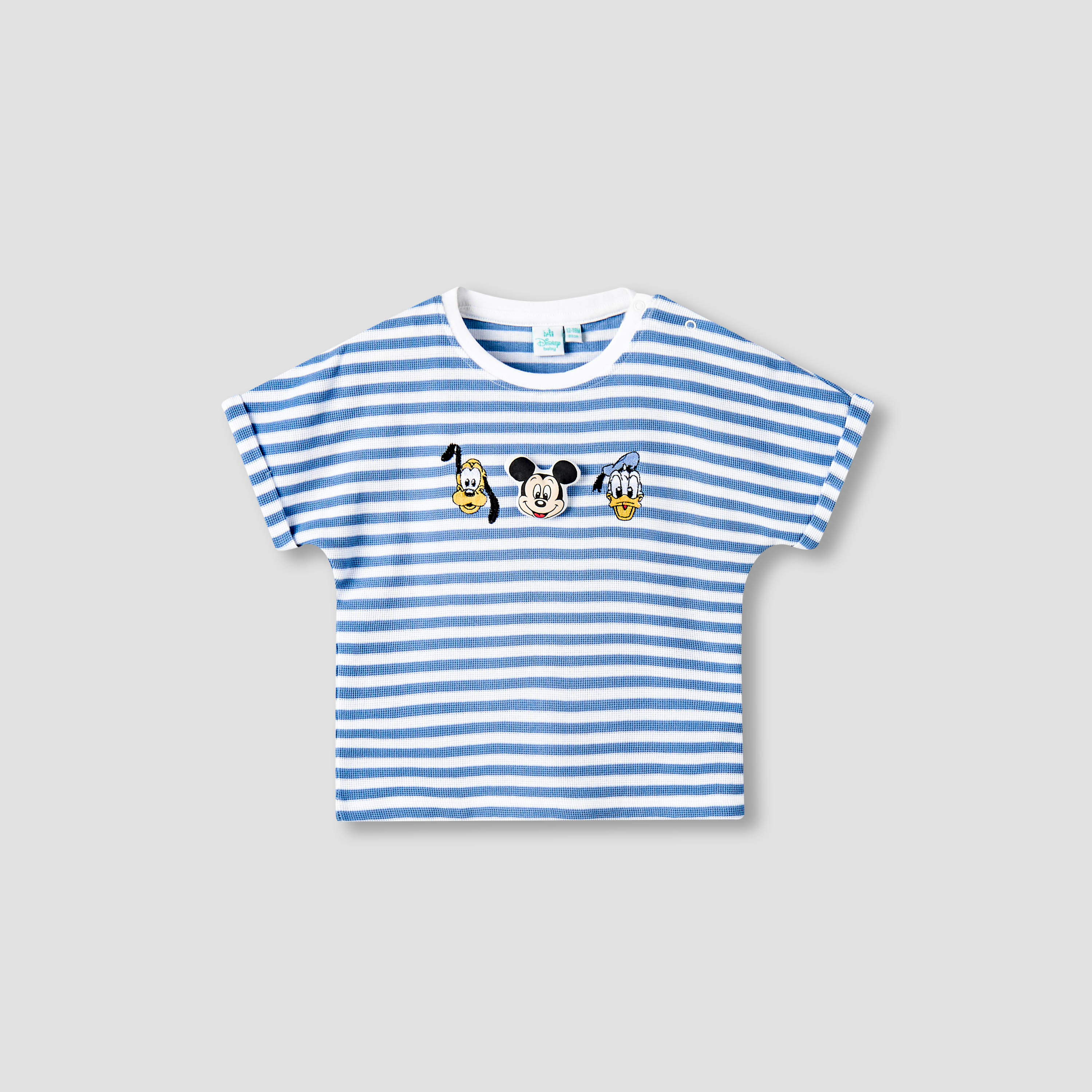 طقم شورت وتيشيرت مخطط برقبة ضيقة وأكمام قصيرة وتطريزات من ديزني-baby-boys-clothing-setsandcoords-image-3