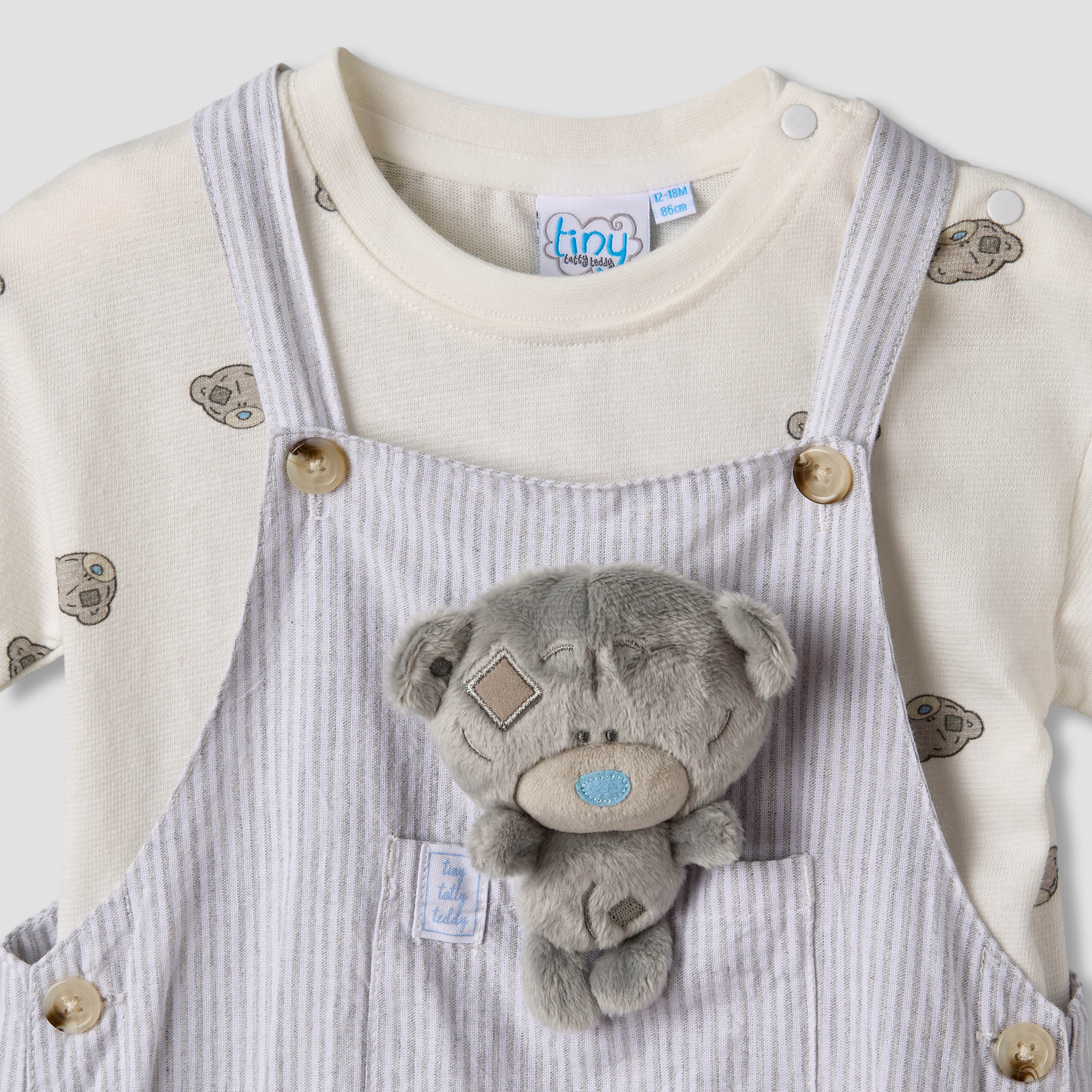 طقم دنغري بزخارف دب وتيشيرت برقبة مستديرة وأكمام قصيرة من كارت بلانش-baby-boys-clothing-setsandcoords-image-5