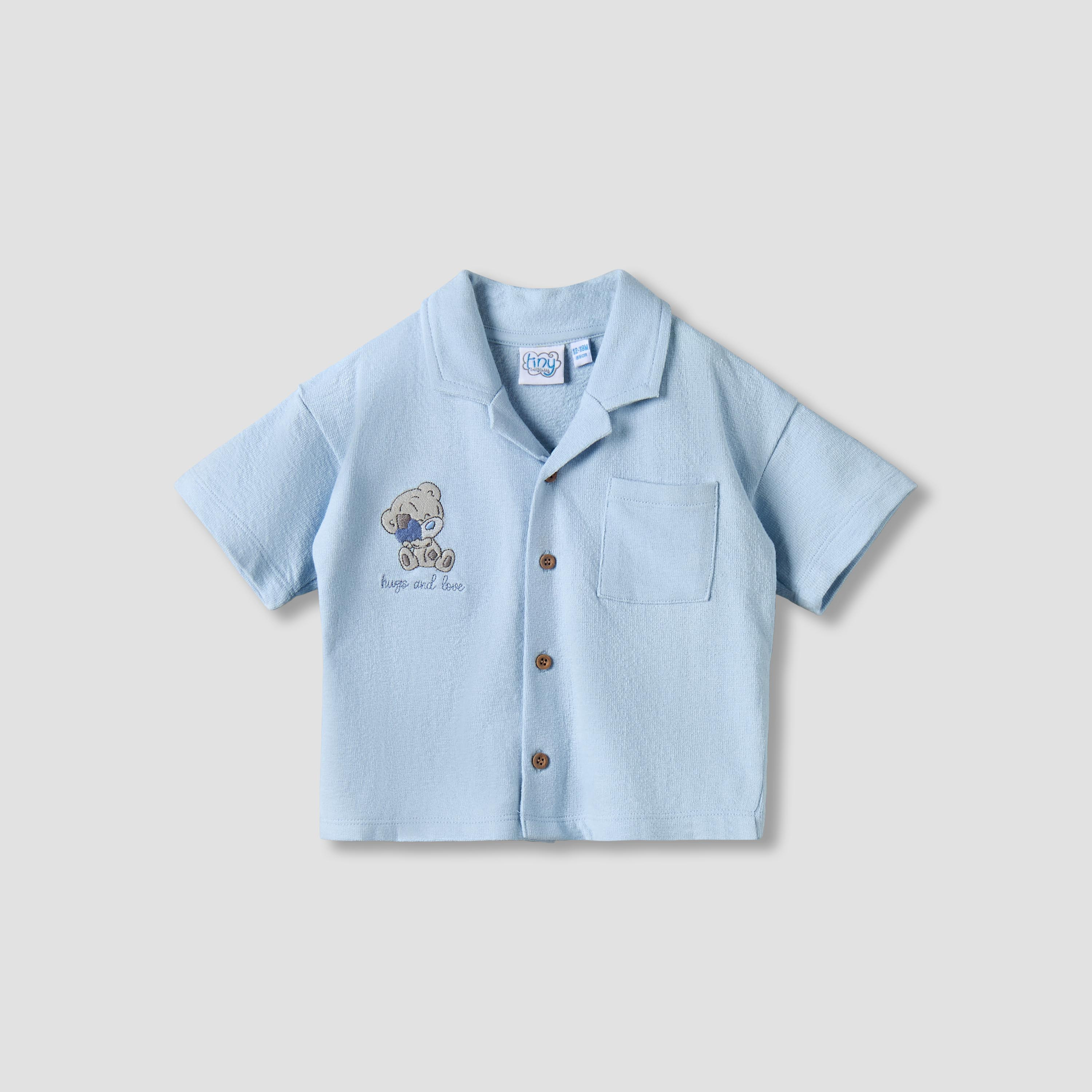 طقم شورت وقميص بياقة عادية وأكمام قصيرة وتطريزات من كارت بلانش-baby-boys-clothing-setsandcoords-image-2