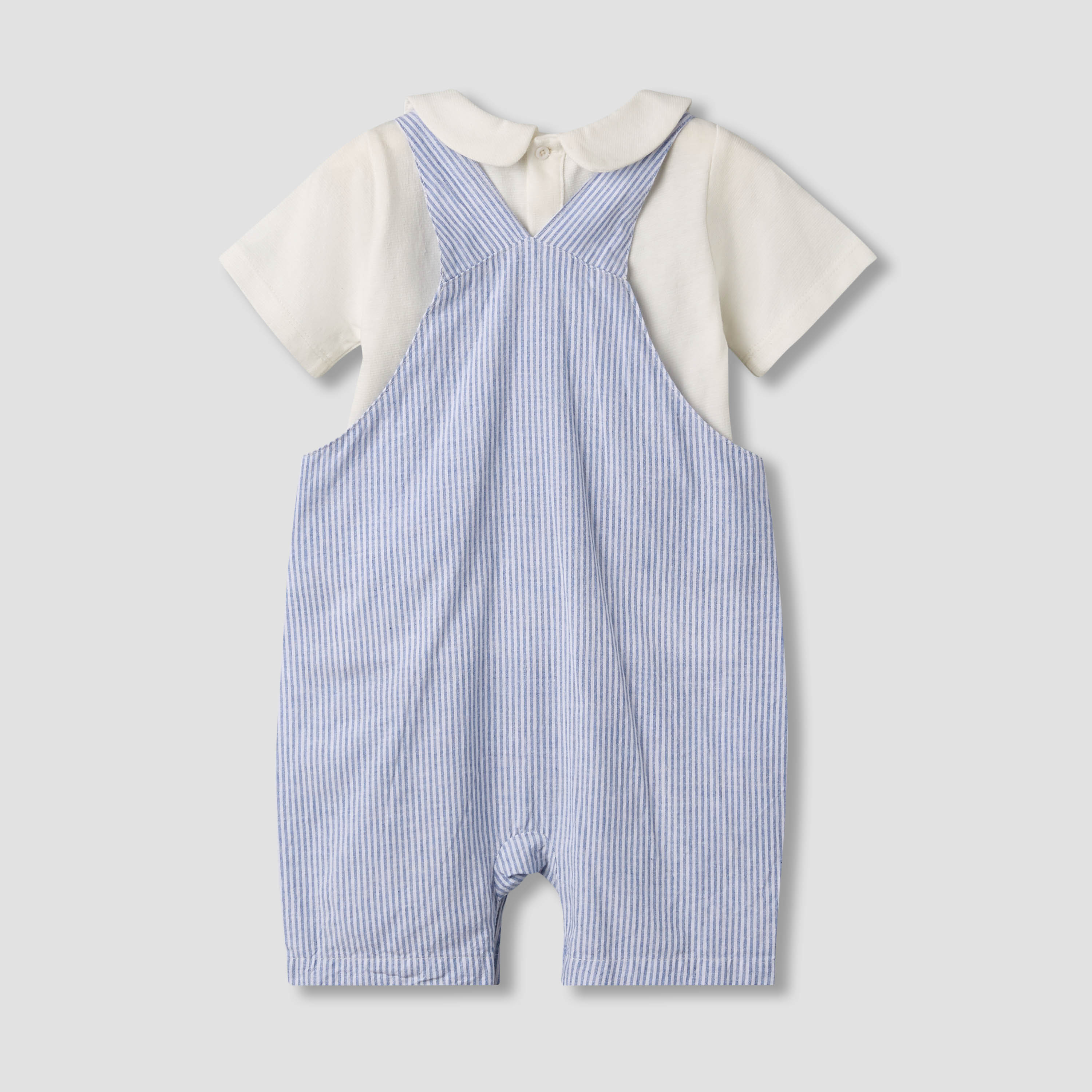 طقم دنغري بتطريز دب وتيشيرت بأكمام قصيرة وياقة بيتر بان من كارت بلانش-baby-boys-clothing-setsandcoords-image-3