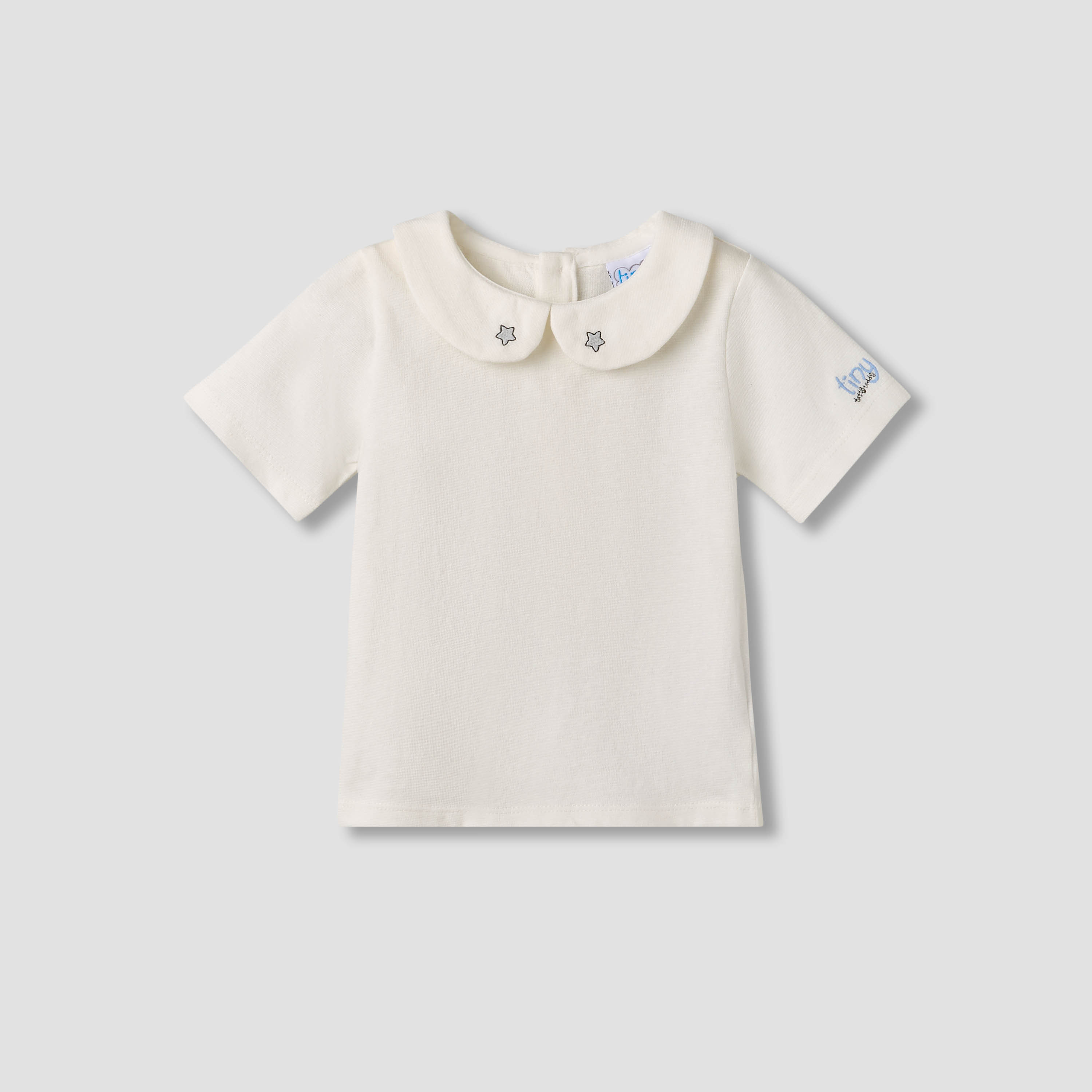 طقم دنغري بتطريز دب وتيشيرت بأكمام قصيرة وياقة بيتر بان من كارت بلانش-baby-boys-clothing-setsandcoords-image-5