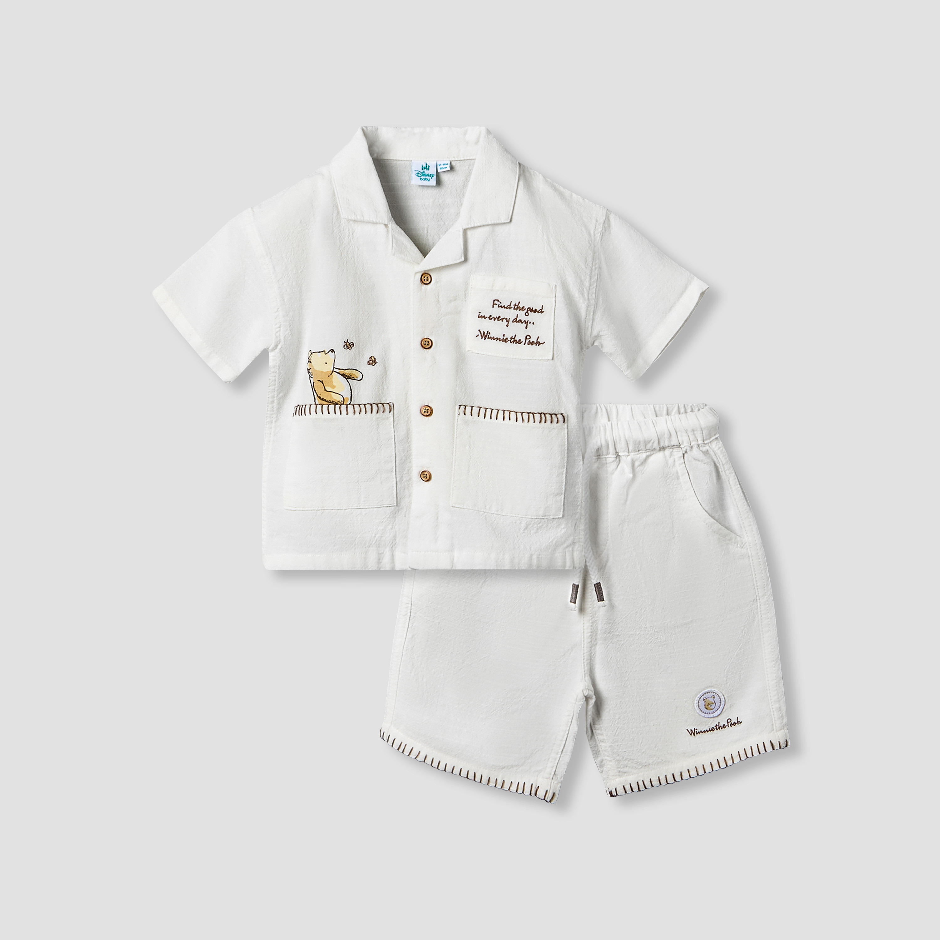 Disney Collared Short Sleeve Shirt and Shorts Set with Winnie the Pooh Print-baby-boys-clothing-setsandcoords-image-2