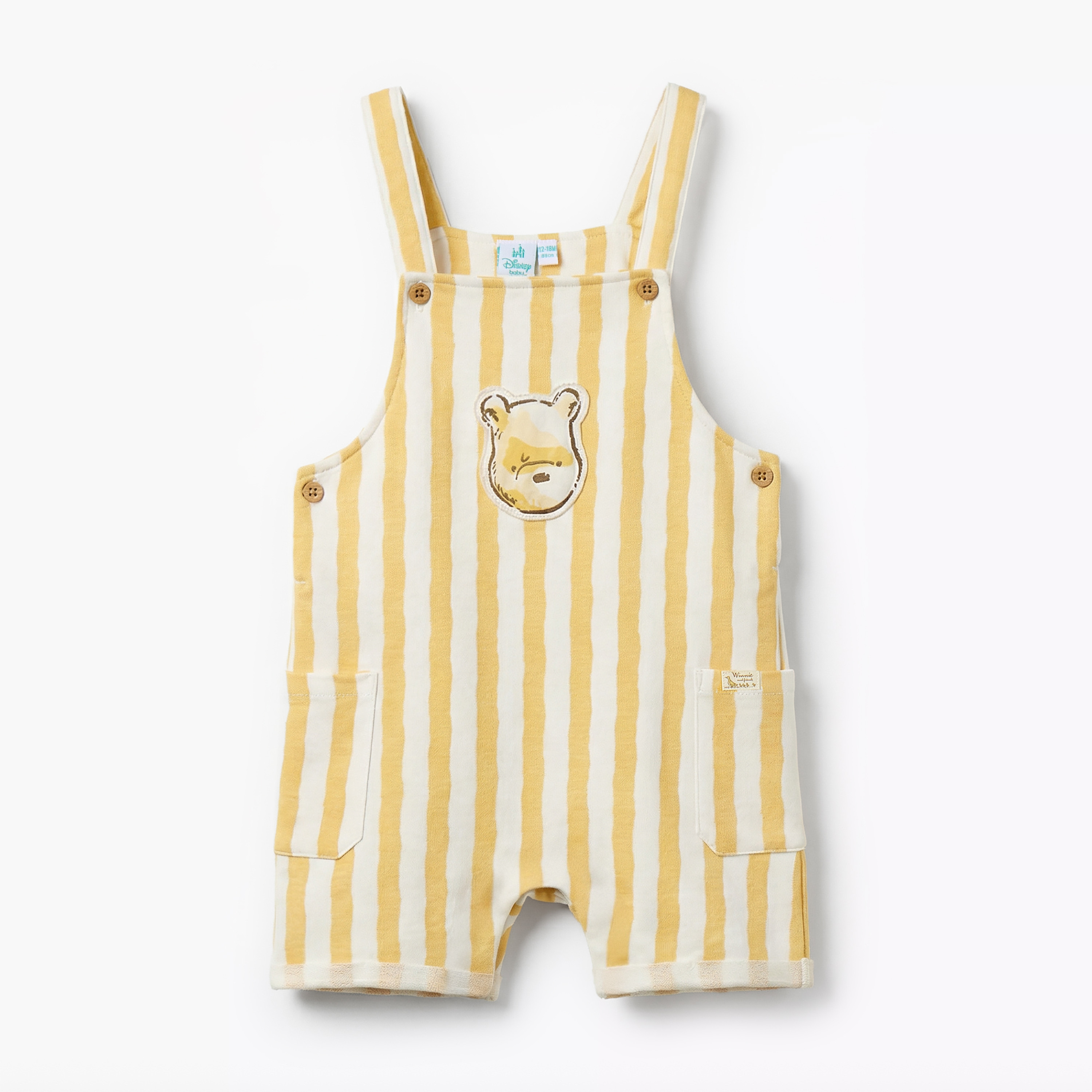Disney Crew Neck Short Sleeves T-shirt and Dungaree Set with Winnie the Pooh Applique-baby-boys-clothing-setsandcoords-image-3