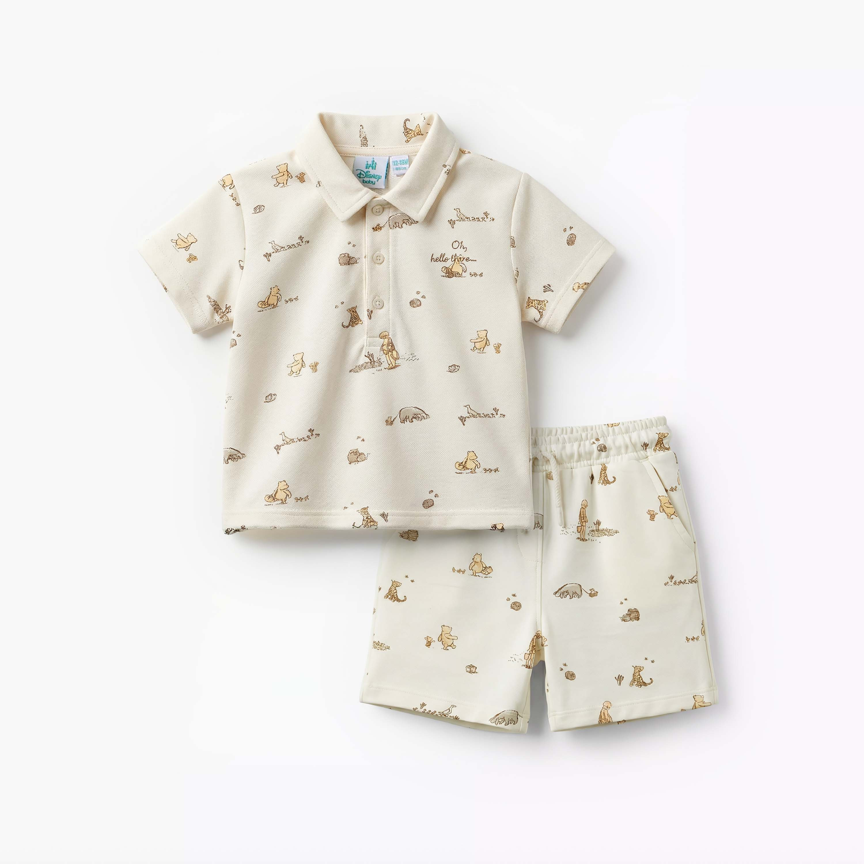 Disney Collared Short Sleeves Polo T-shirt and Shorts Set with Winnie the Pooh Print-baby-boys-clothing-setsandcoords-image-2