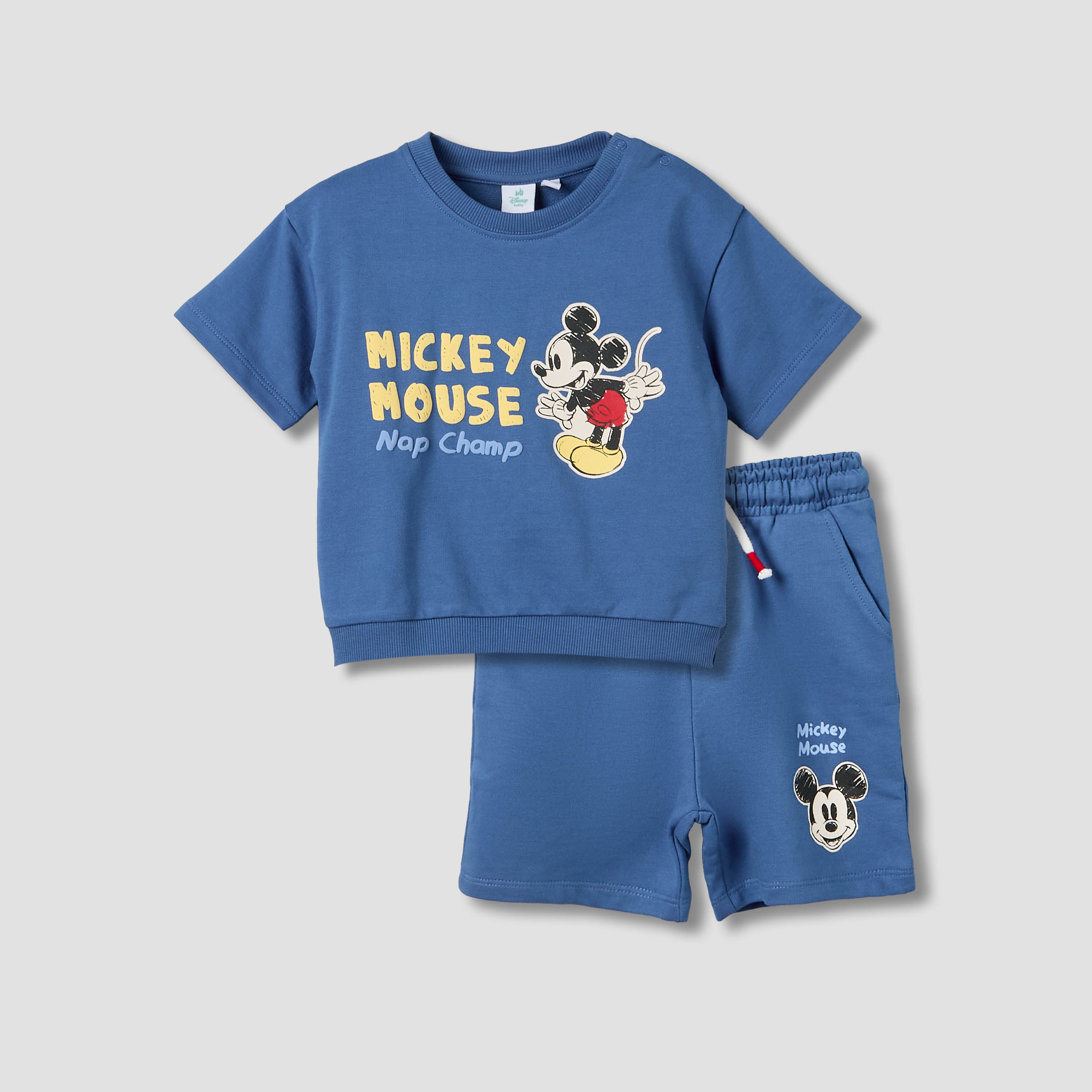 Disney Crew Neck Short Sleeves T-shirt and Shorts Set with Mickey Mouse Print-baby-boys-clothing-setsandcoords-image-2