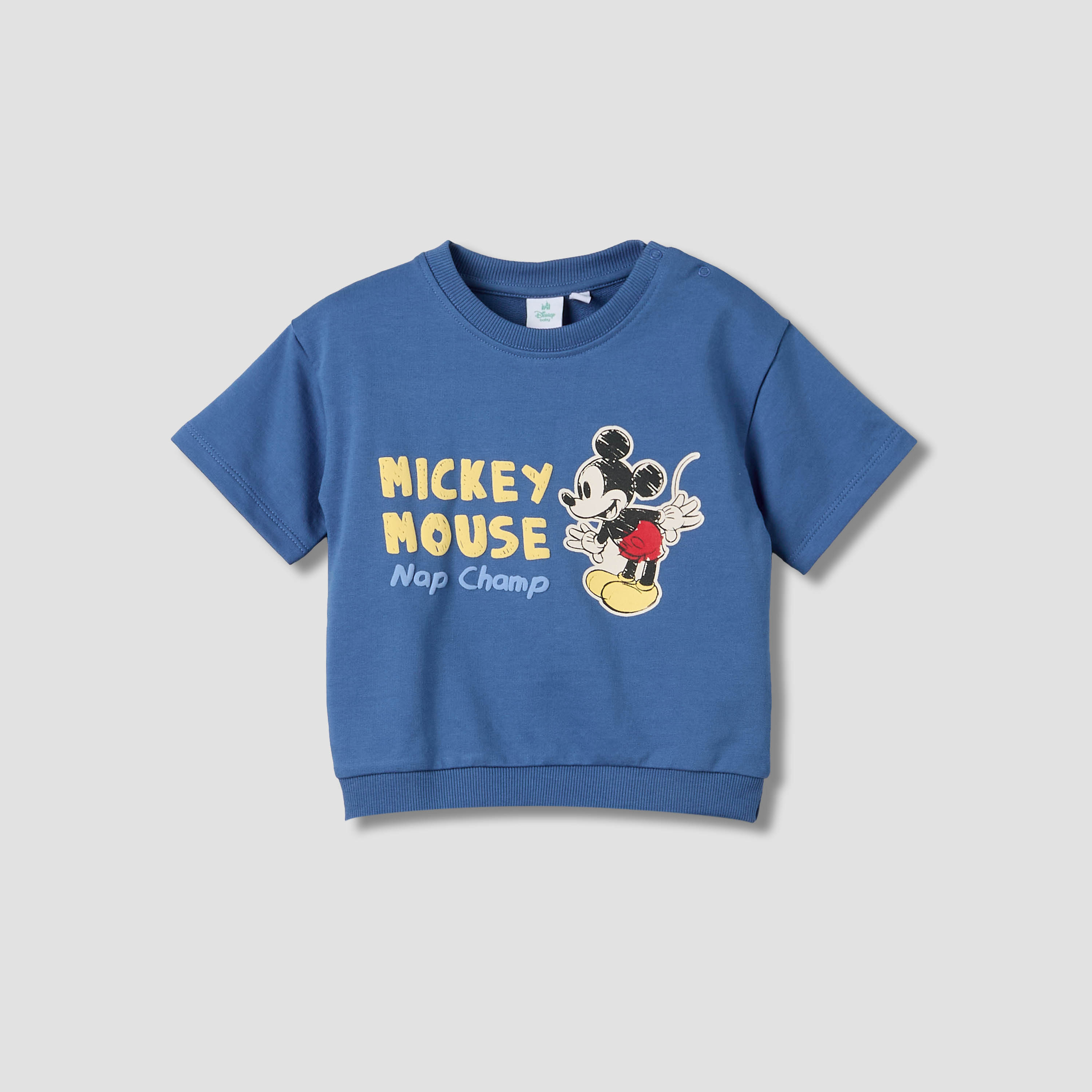 Disney Crew Neck Short Sleeves T-shirt and Shorts Set with Mickey Mouse Print-baby-boys-clothing-setsandcoords-image-3