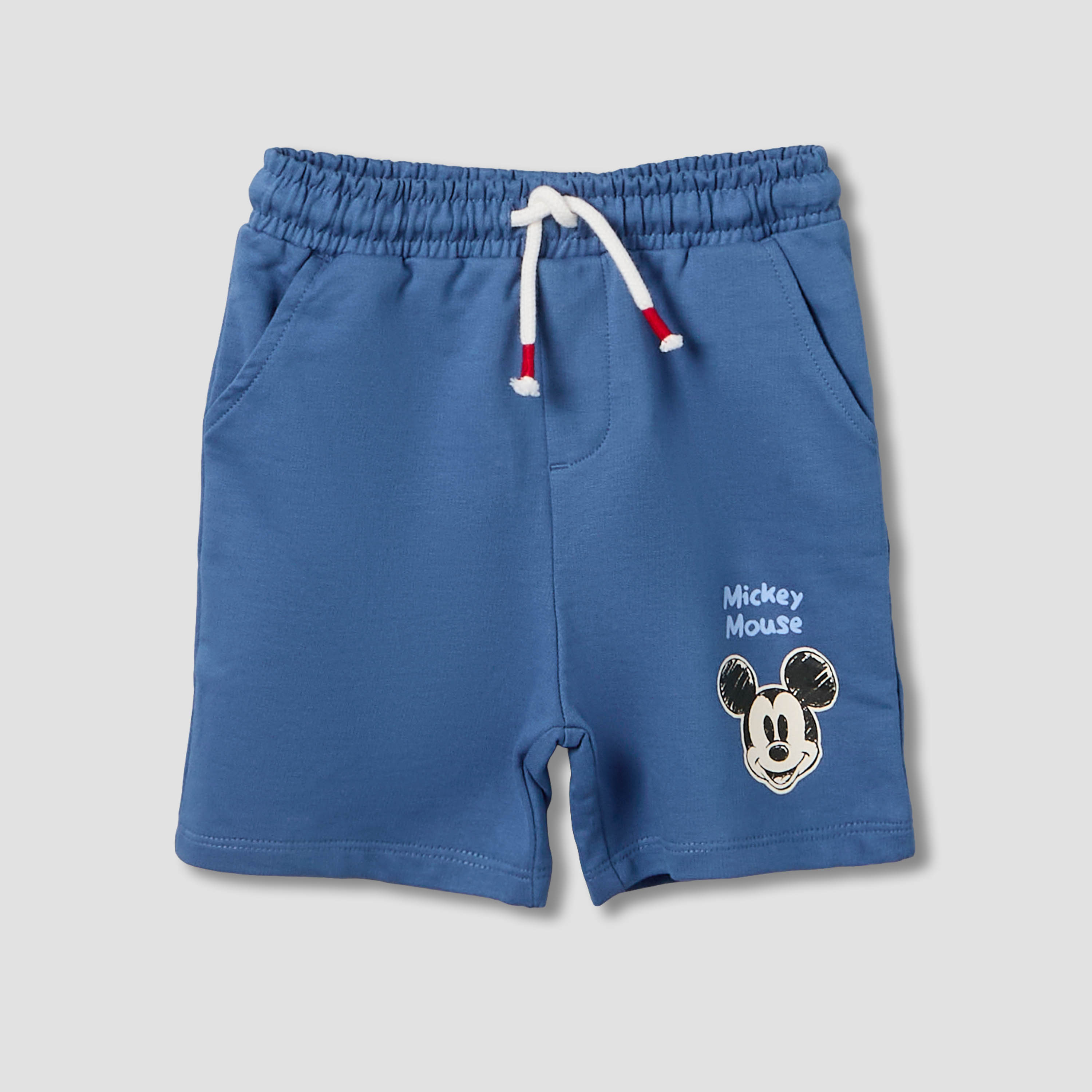 Disney Crew Neck Short Sleeves T-shirt and Shorts Set with Mickey Mouse Print-baby-boys-clothing-setsandcoords-image-4
