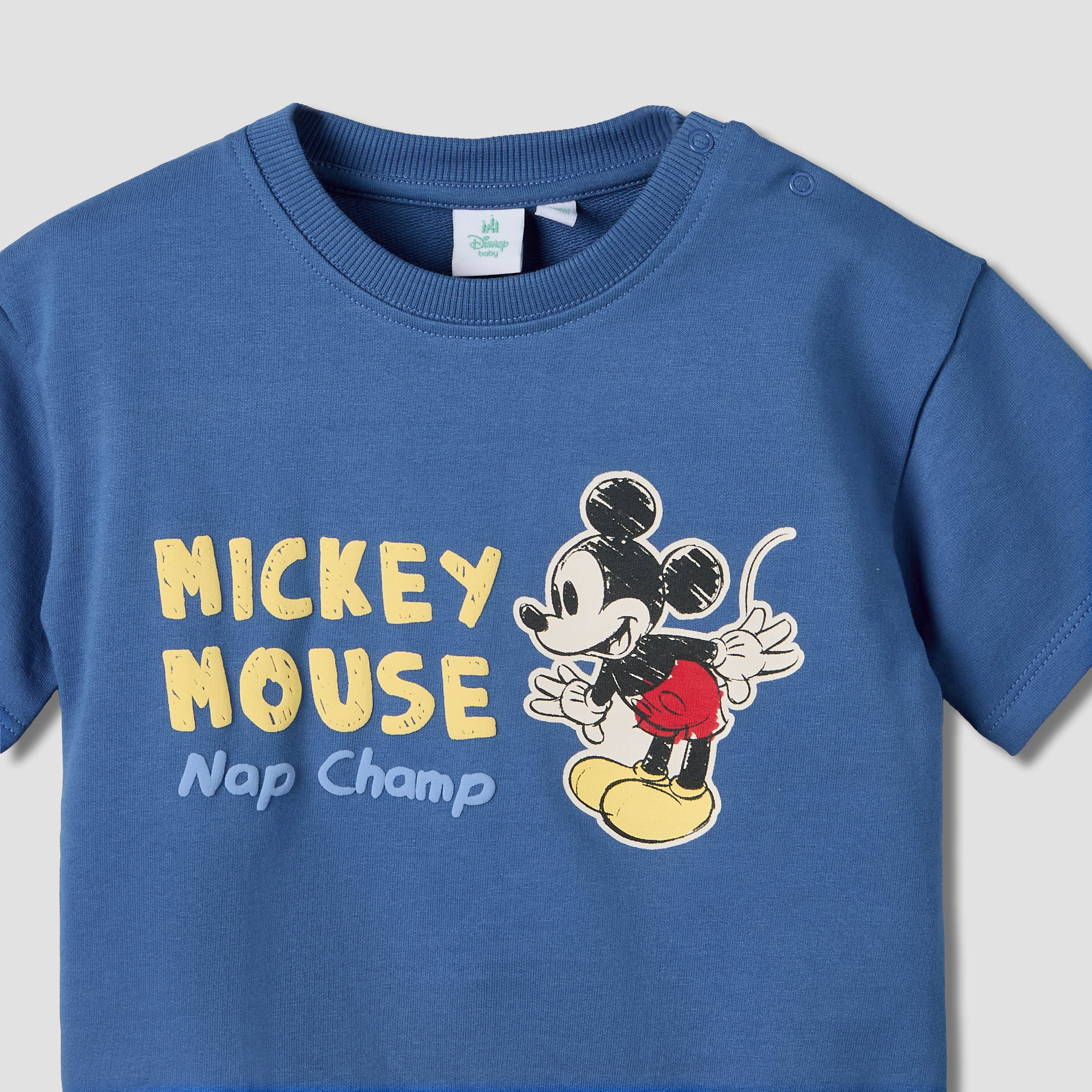 Disney Crew Neck Short Sleeves T-shirt and Shorts Set with Mickey Mouse Print-baby-boys-clothing-setsandcoords-image-7