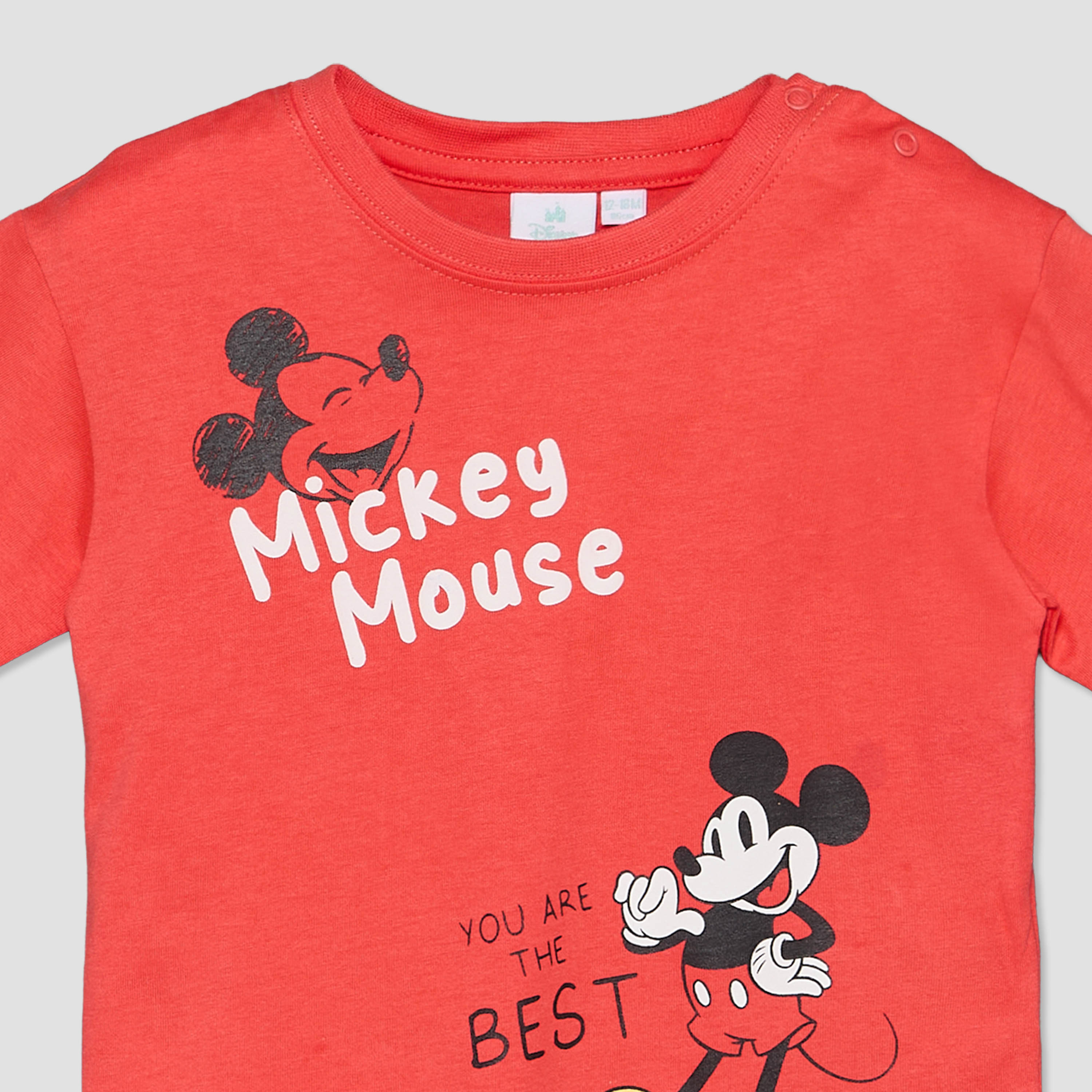 Disney Crew Neck Short Sleeves T-shirt and Shorts Set with Mickey Mouse Print-baby-boys-clothing-setsandcoords-image-5