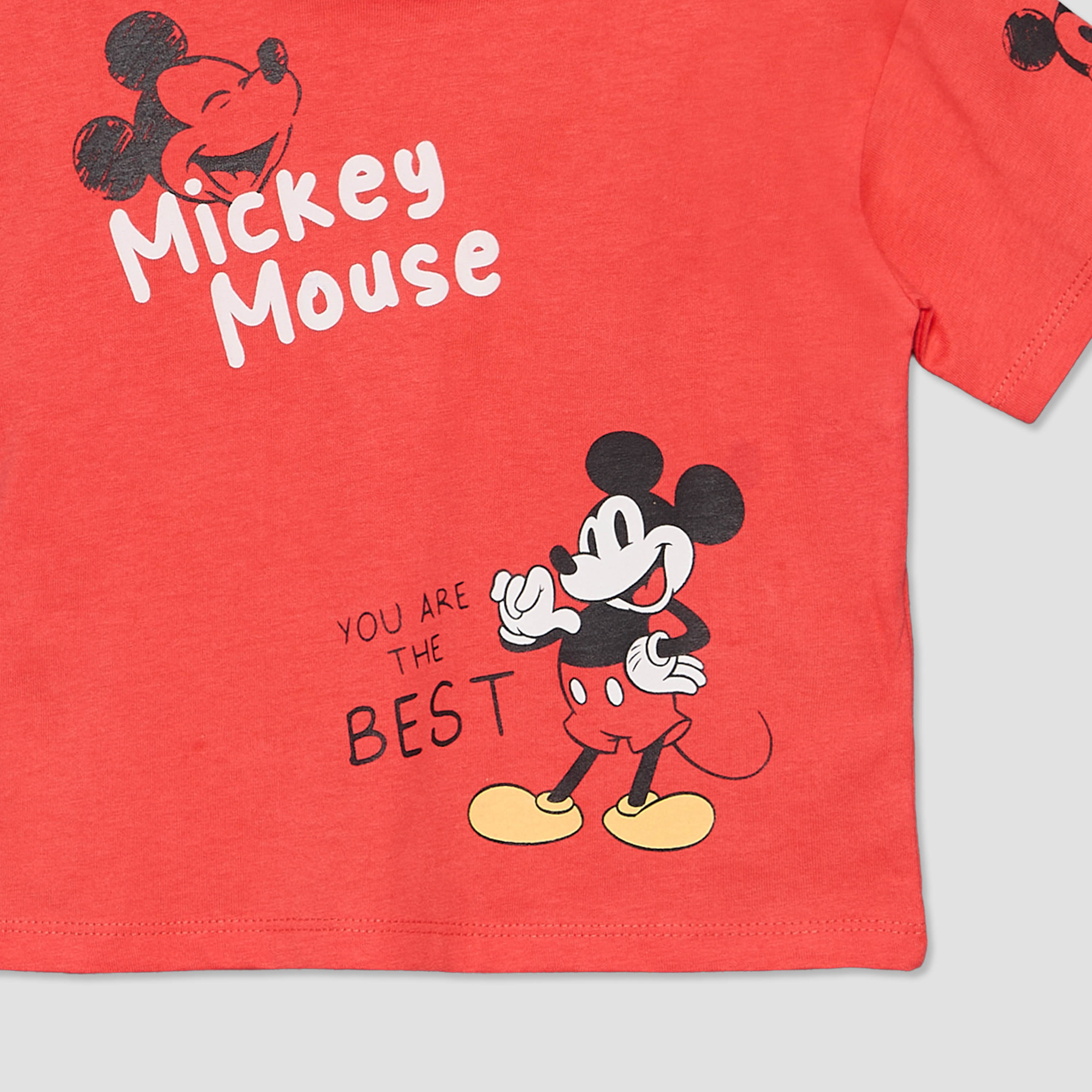 Disney Crew Neck Short Sleeves T-shirt and Shorts Set with Mickey Mouse Print-baby-boys-clothing-setsandcoords-image-6