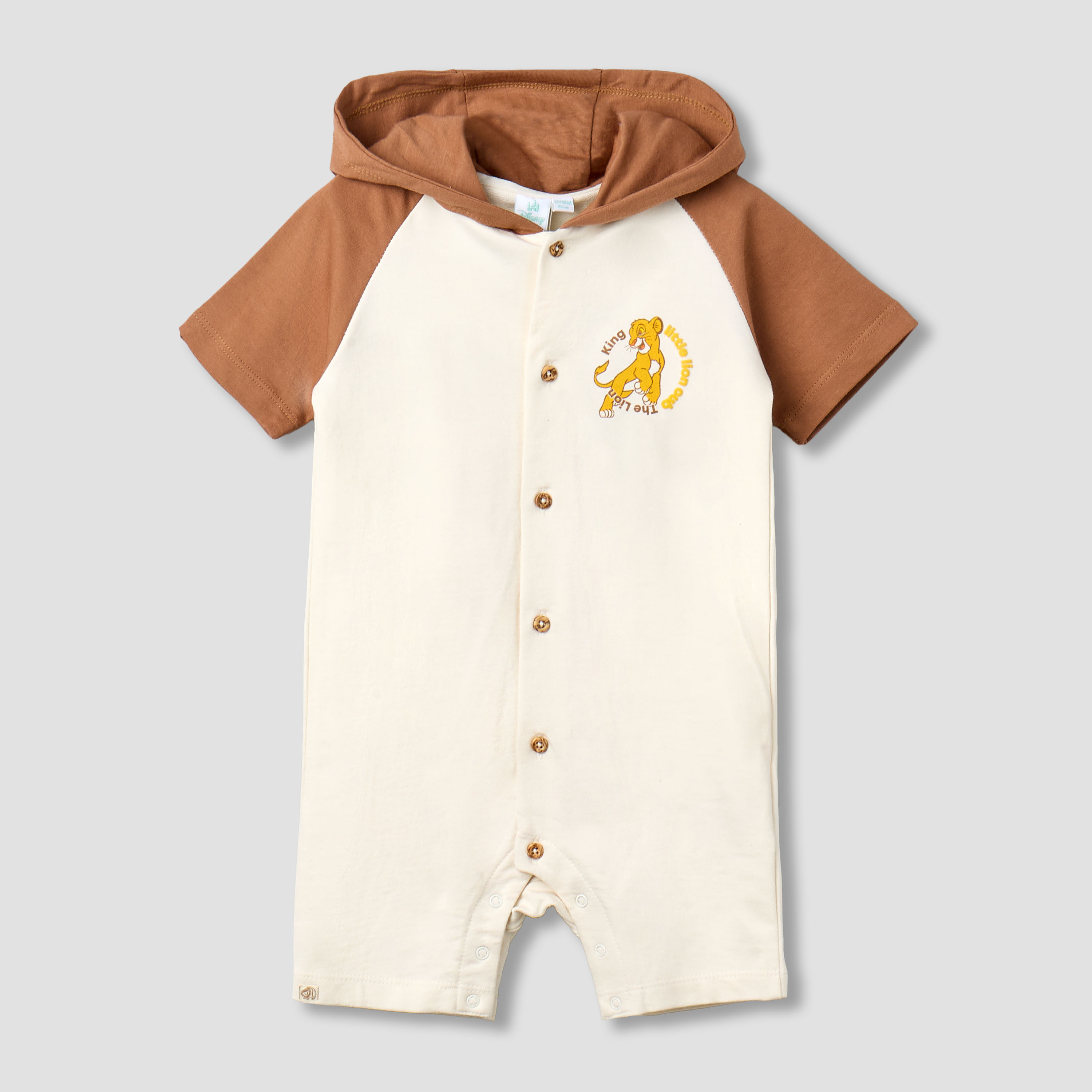 Disney Hooded Short Sleeves Romper with Simba Print-baby-boys-clothing-rompers-image-2