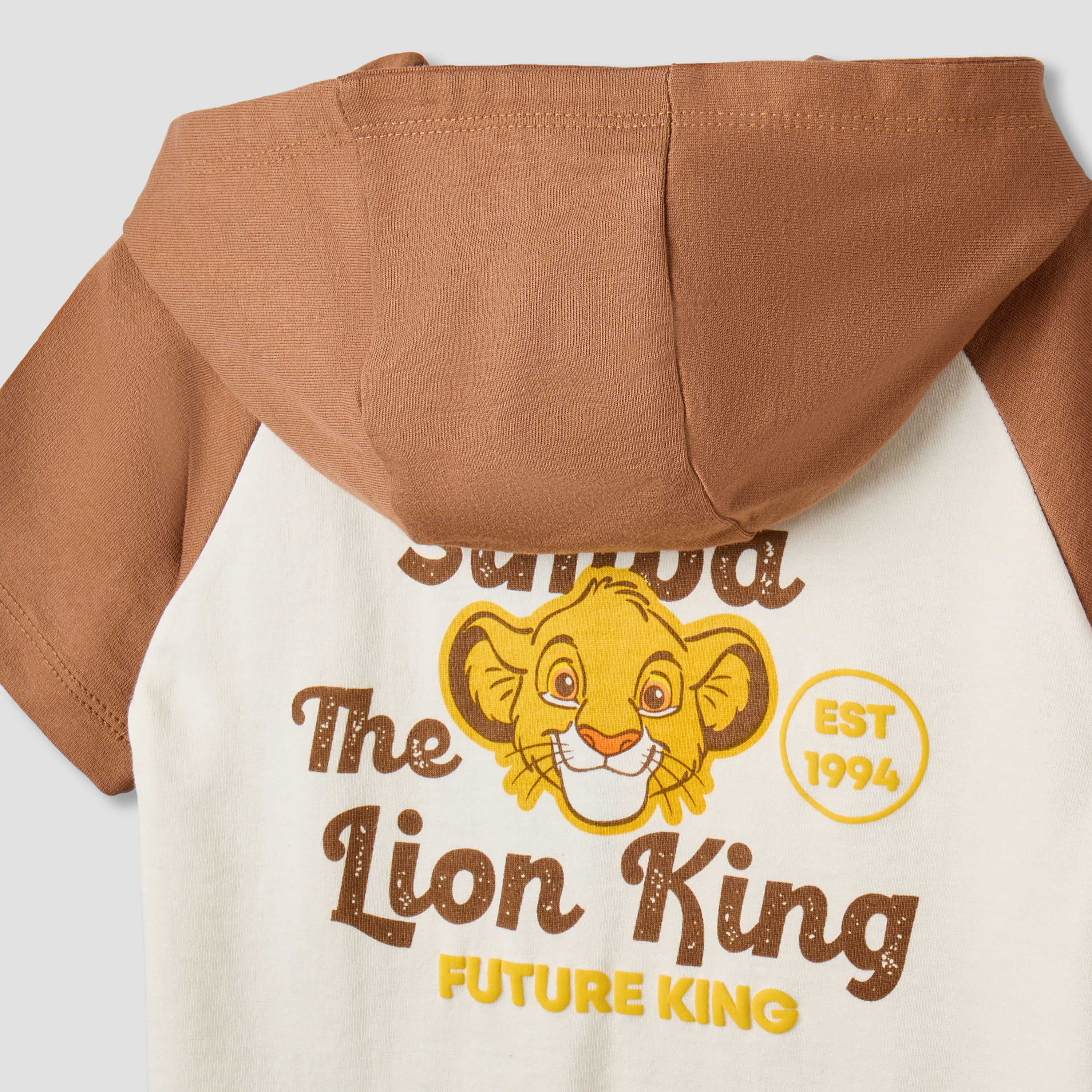 Disney Hooded Short Sleeves Romper with Simba Print-baby-boys-clothing-rompers-image-6