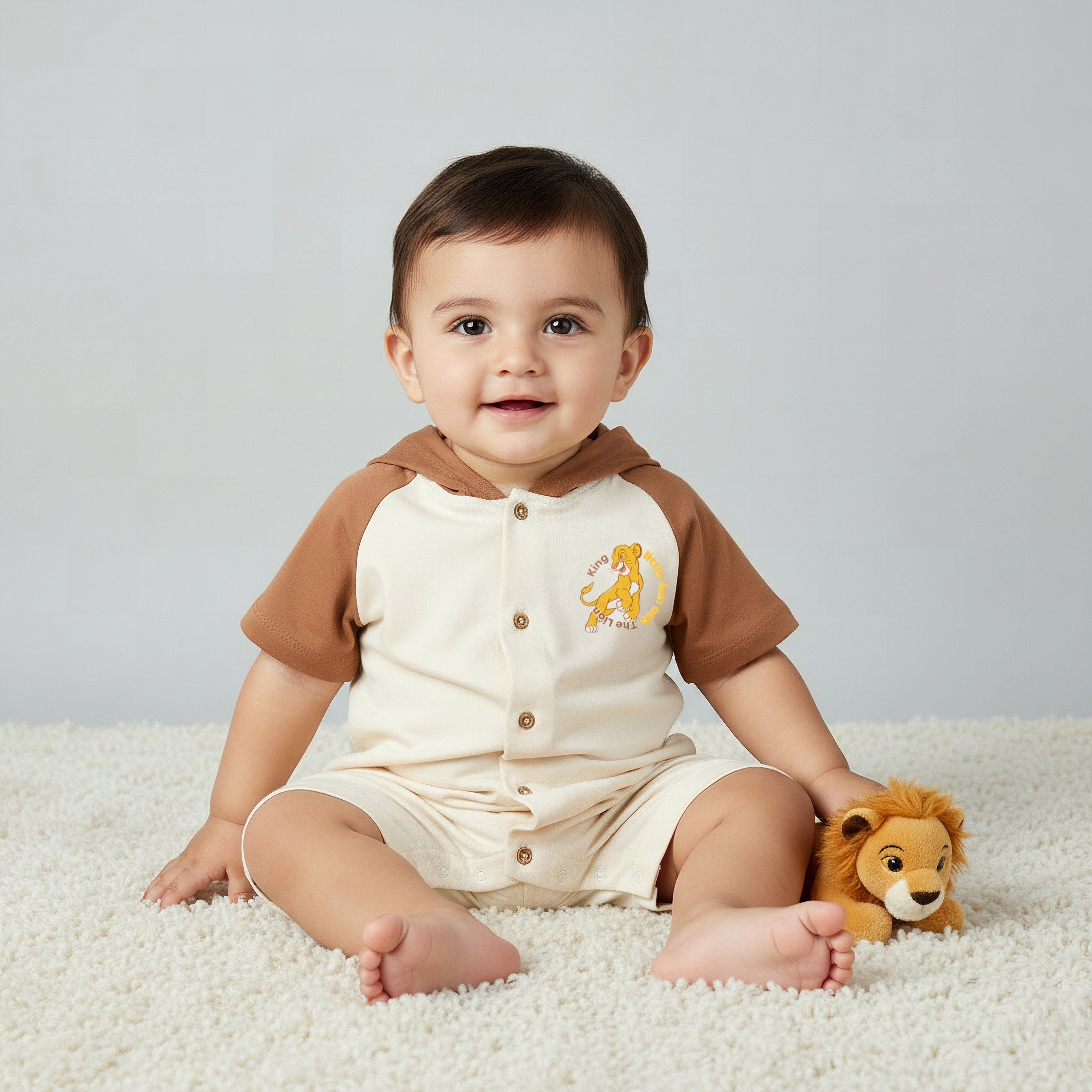 Disney Hooded Short Sleeves Romper with Simba Print-baby-boys-clothing-rompers-image-1