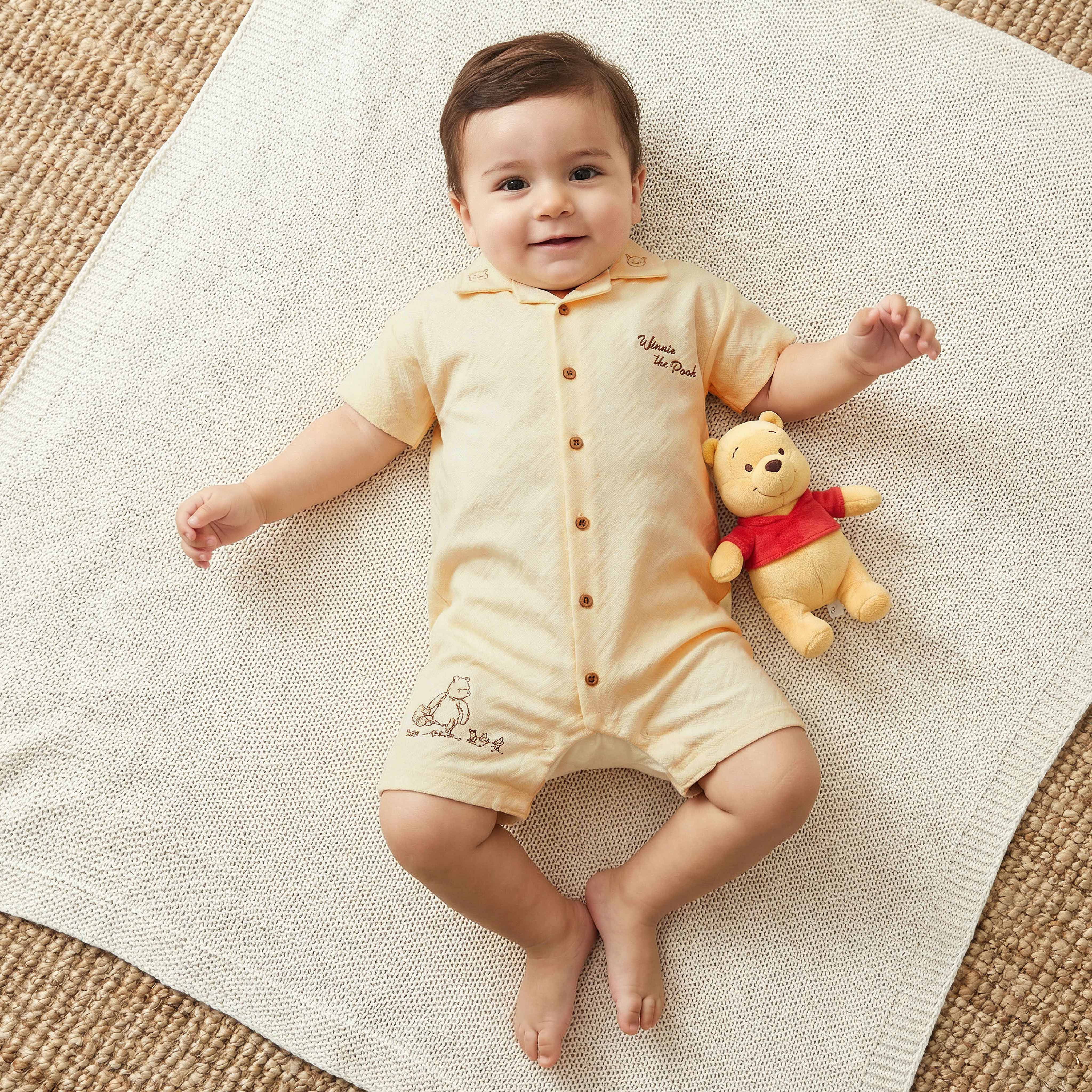 Disney Collared Short Sleeves Romper with Winnie the Pooh Embroidery-baby-boys-clothing-rompers-image-1