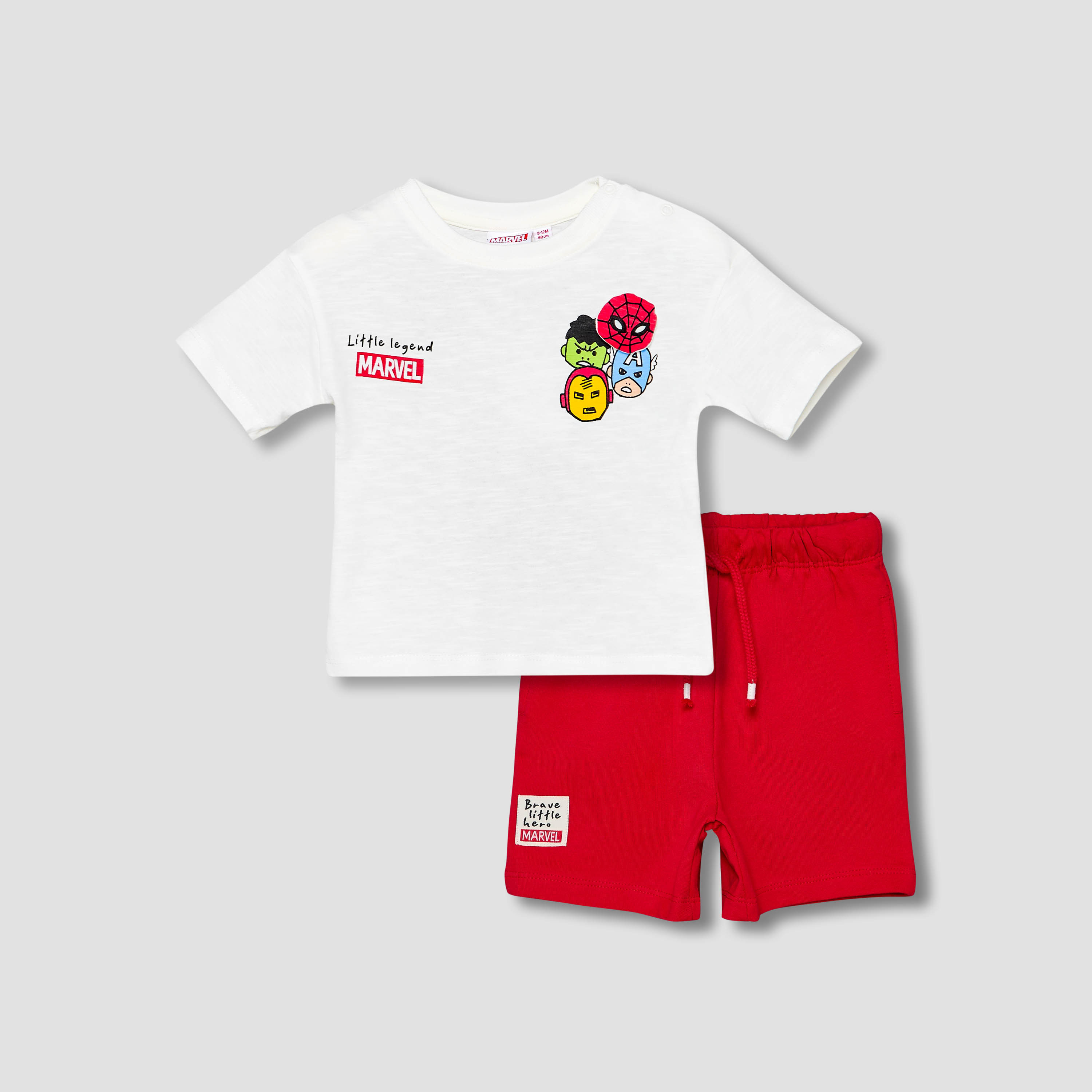 Crew Neck Short Sleeves T-shirt and Shorts Set with Avengers Print-baby-boys-clothing-setsandcoords-image-1