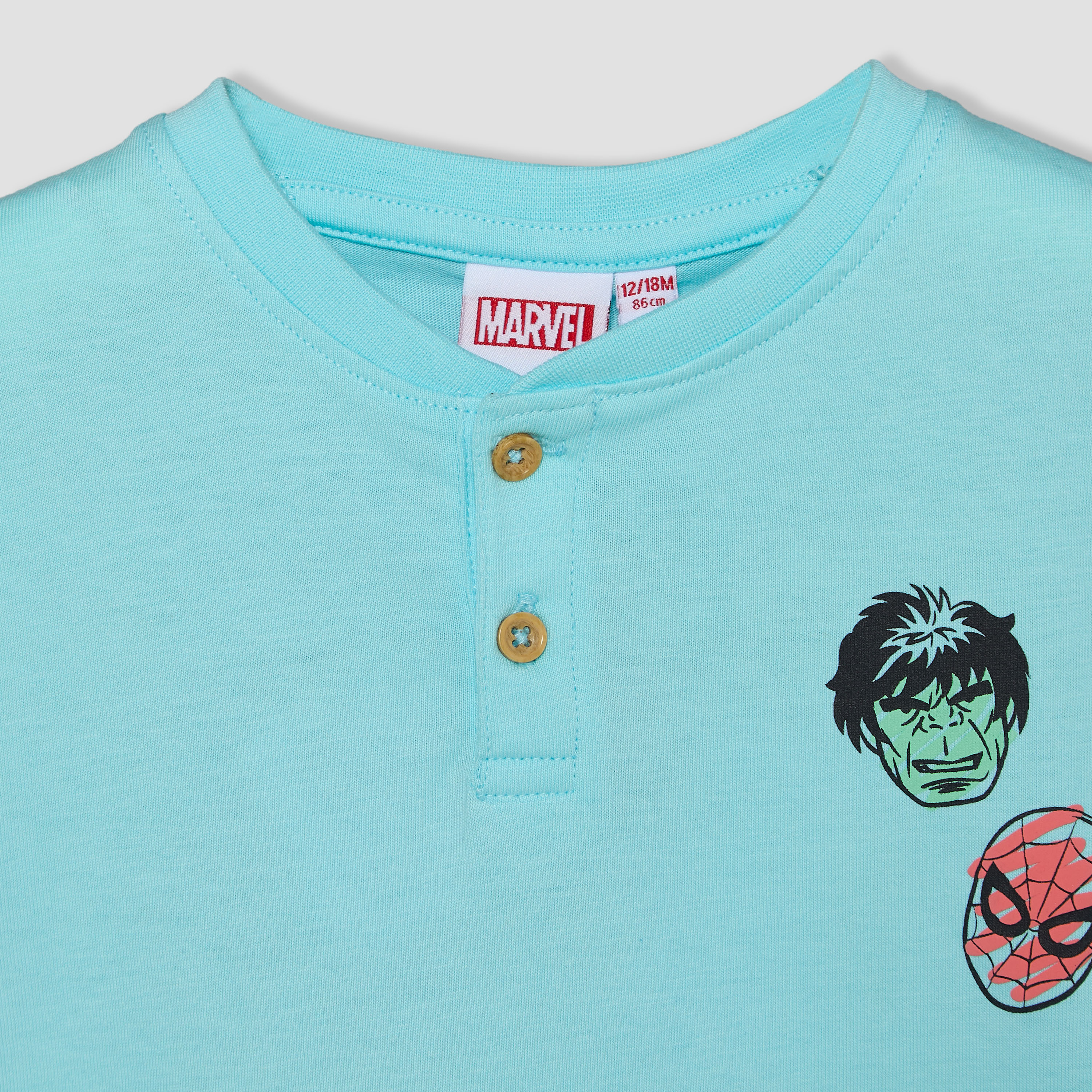 Henley Neck Short Sleeves T-shirt and Shorts Set with Avengers Print-baby-boys-clothing-setsandcoords-image-7