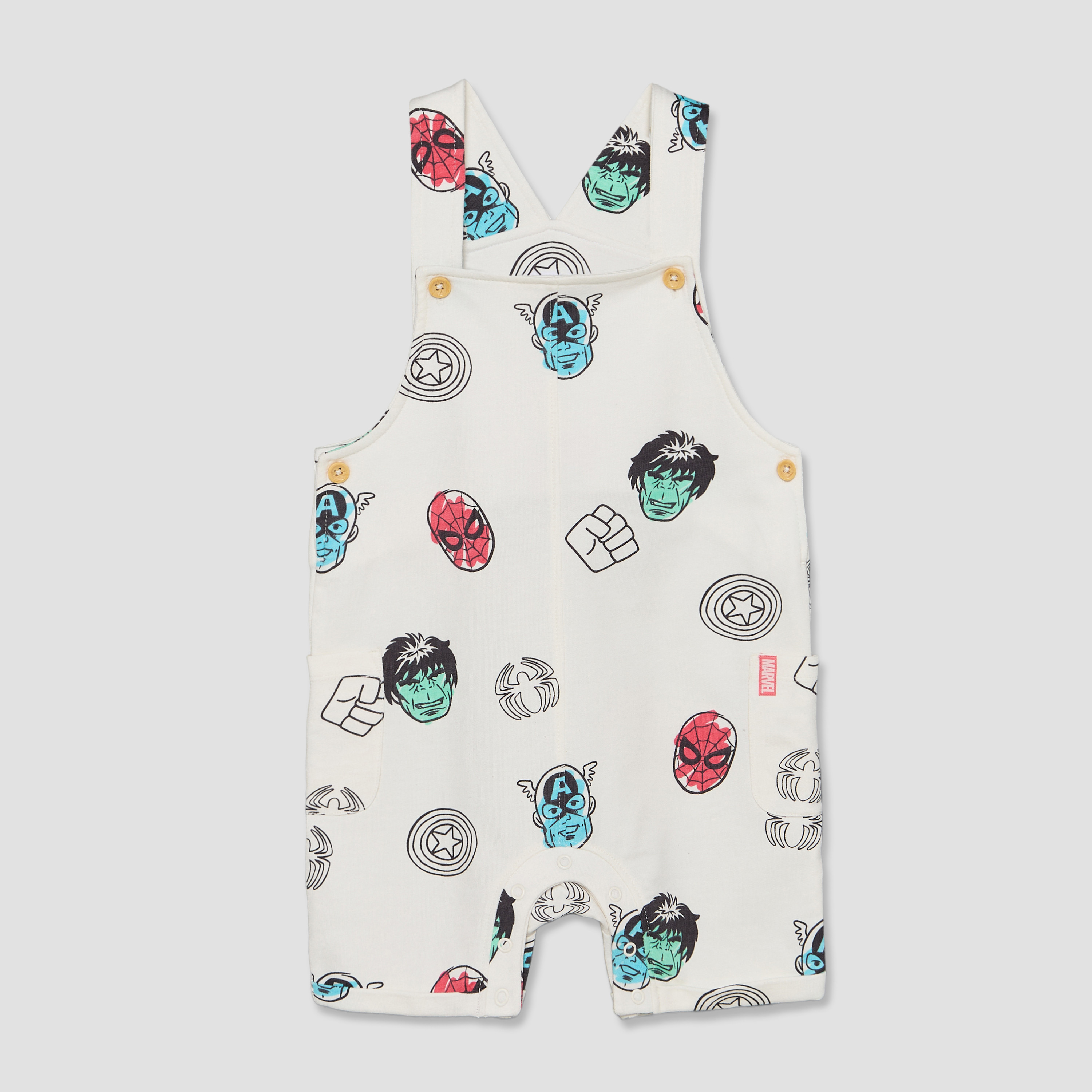 Crew Neck Short Sleeves T-shirt and Dungaree Set with Avengers Print-baby-boys-clothing-setsandcoords-image-3