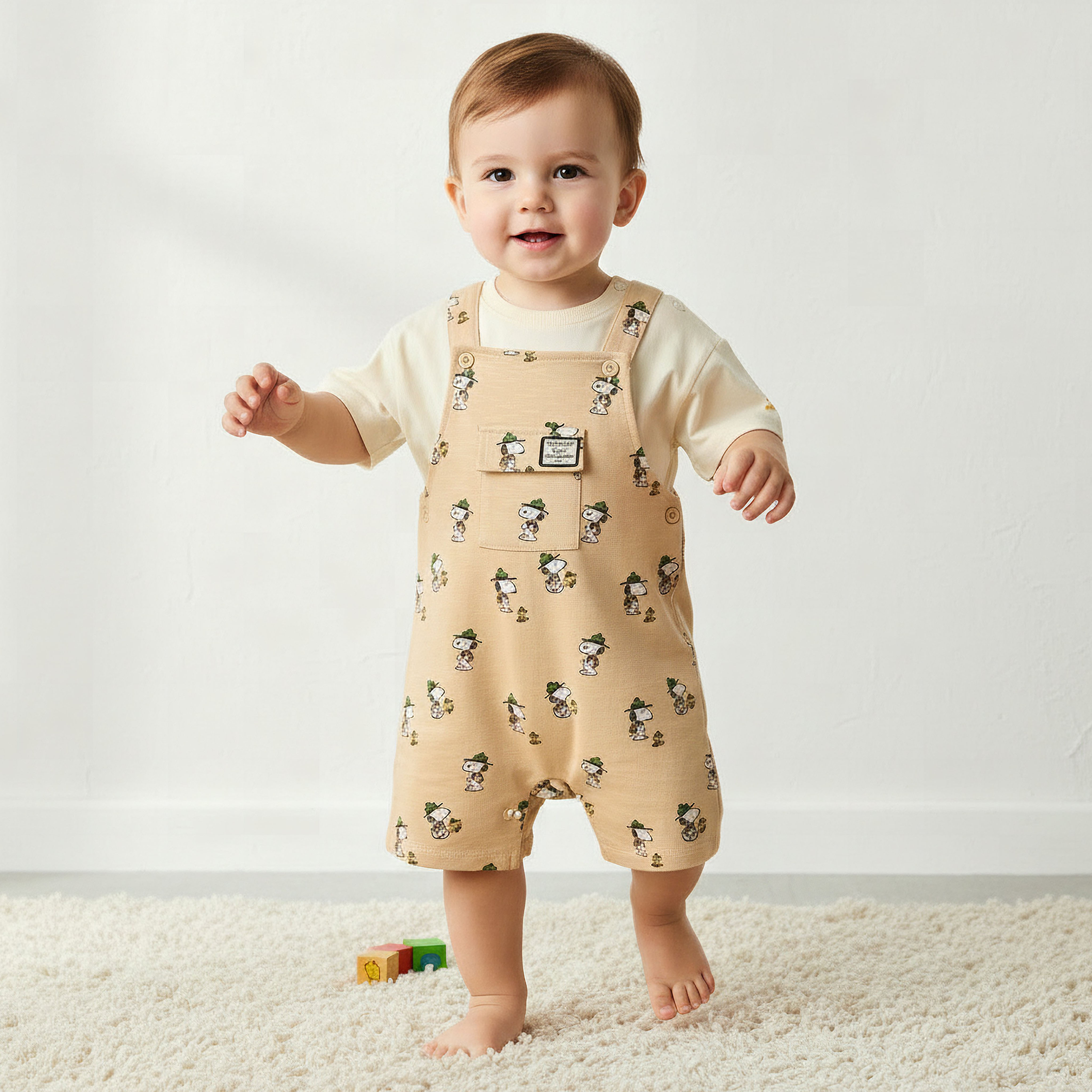 طقم دونغري وتيشيرت بياقة ضيقة وأكمام قصيرة وطبعات-baby-boys-clothing-setsandcoords-image-1