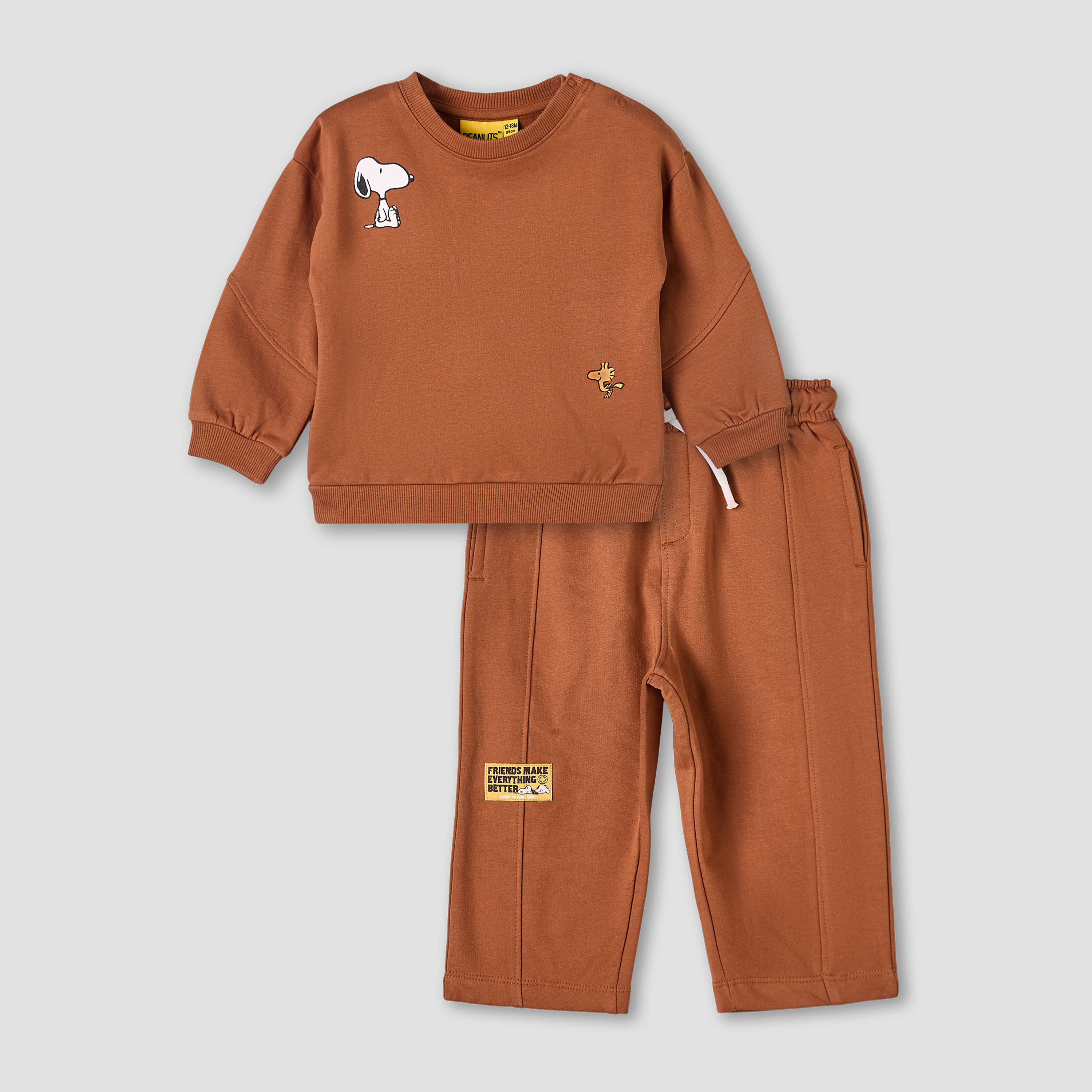 Peanuts Crew Neck Long Sleeves Sweatshirt and Pants Set with Snoopy Print-baby-boys-clothing-winterwear-setsandcoords-image-2