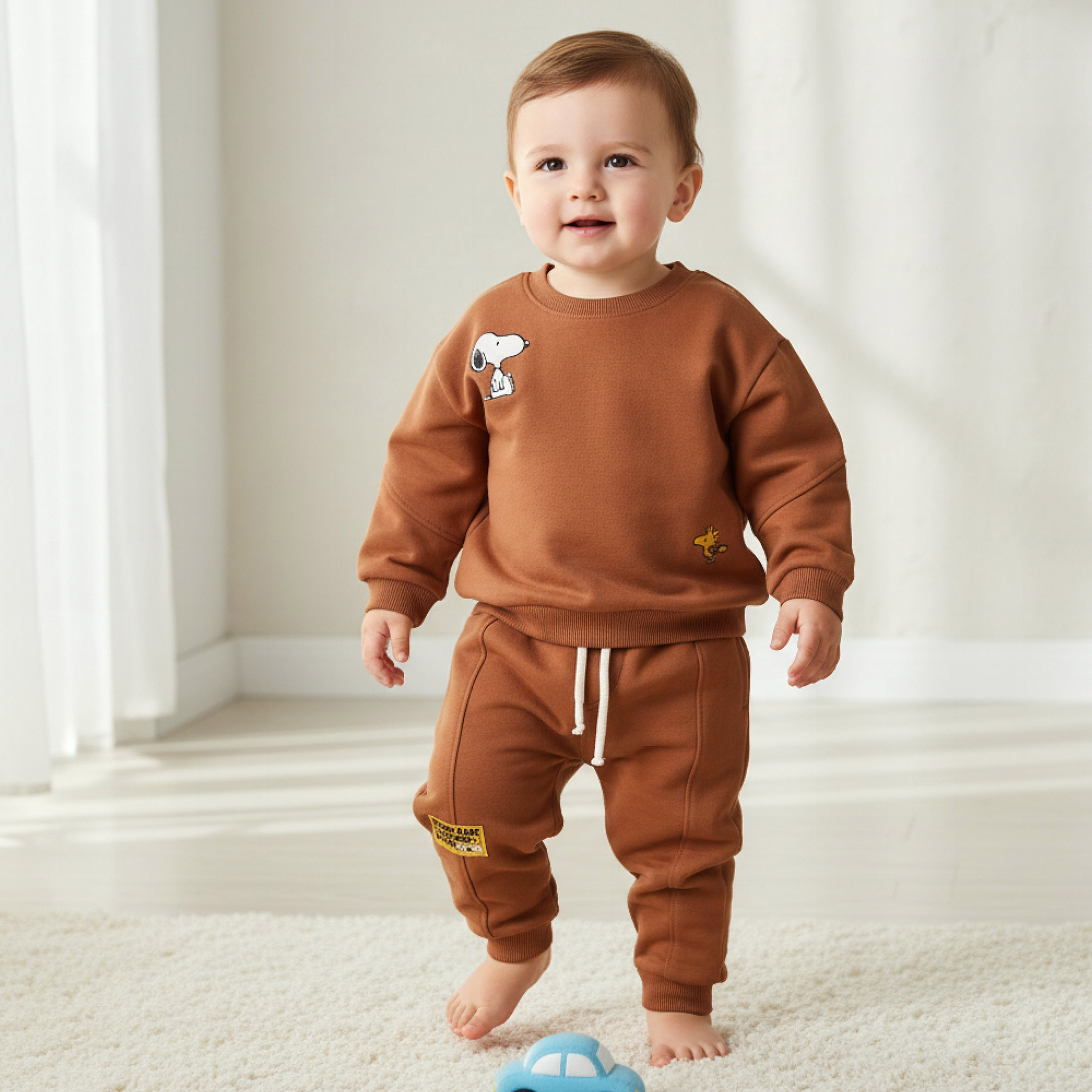 Peanuts Crew Neck Long Sleeves Sweatshirt and Pants Set with Snoopy Print-baby-boys-clothing-winterwear-setsandcoords-image-1