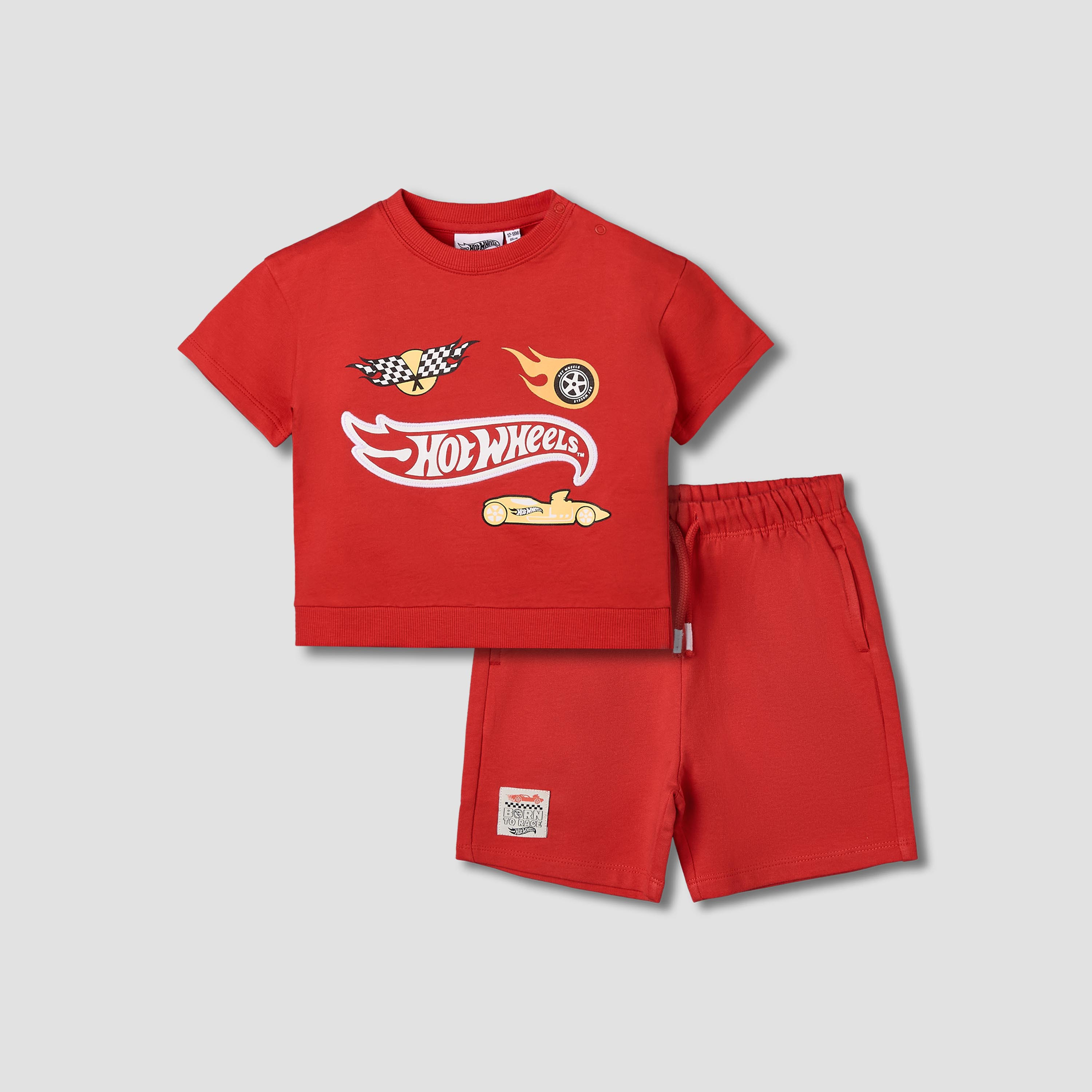 طقم شورت وتيشيرت برقبة ضيقة وأكمام قصيرة وطبعات من مون باج-baby-boys-clothing-setsandcoords-image-2