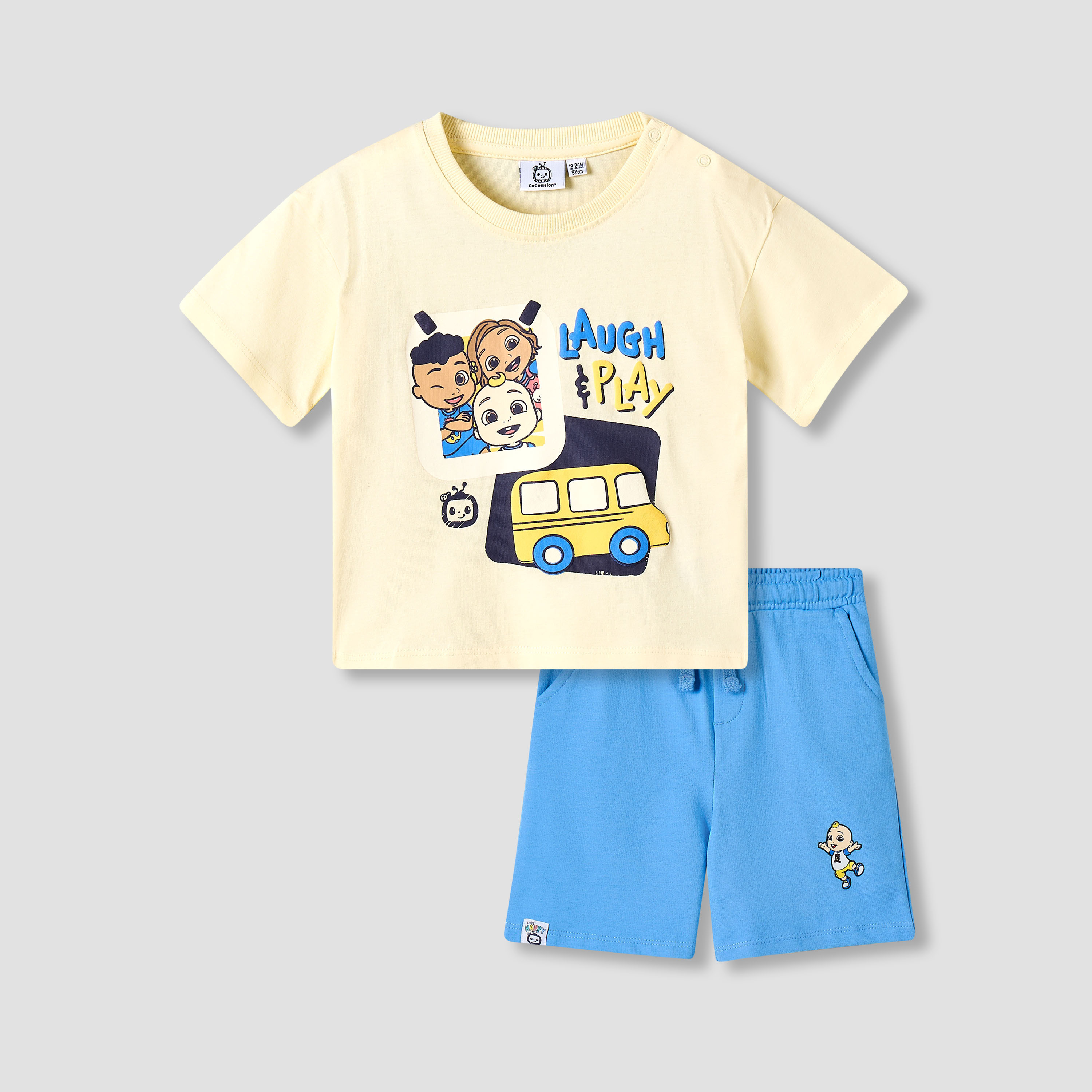 MoonBug Crew Neck Short Sleeves T-shirt and Shorts Set with Cocomelon Print-baby-boys-clothing-setsandcoords-image-2