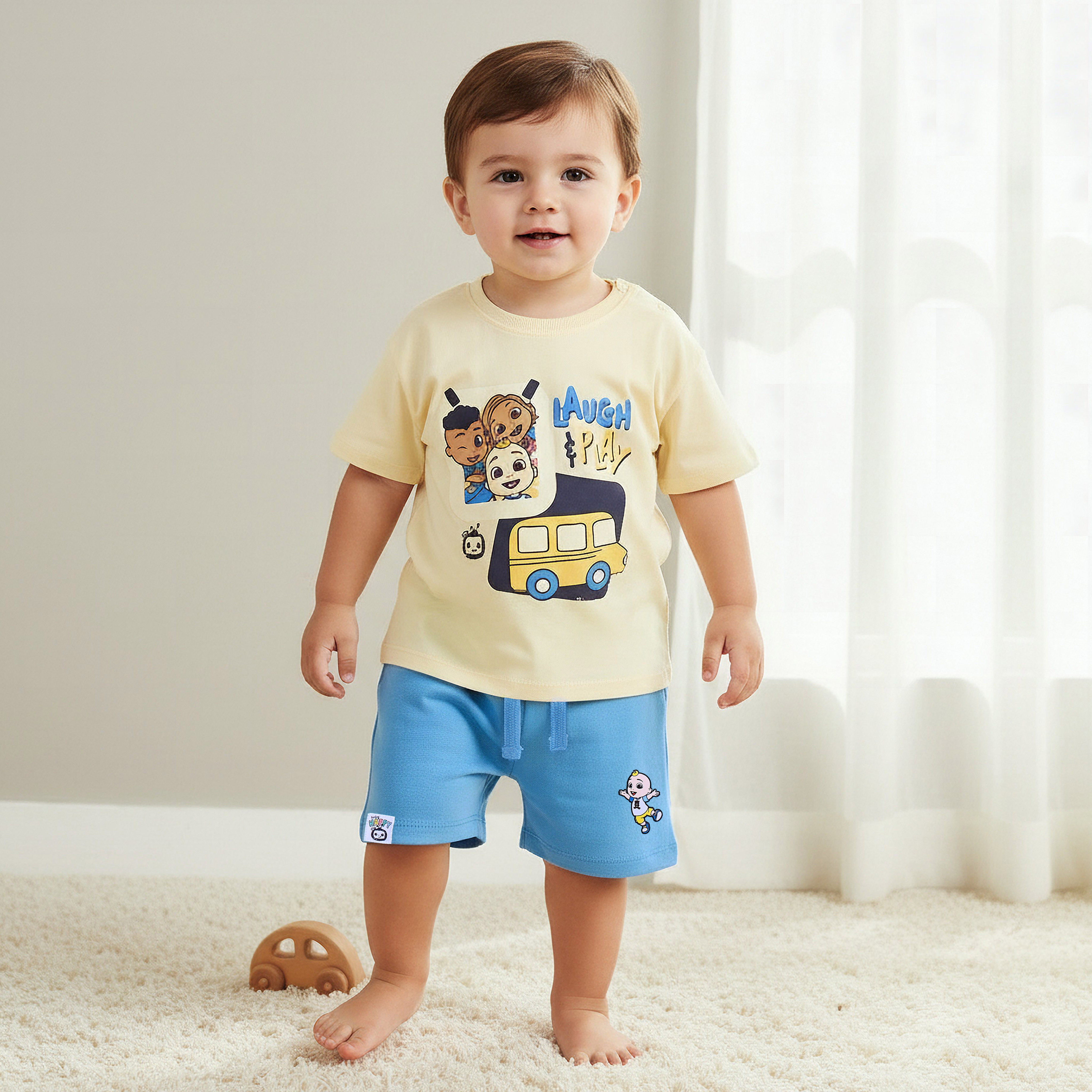 MoonBug Crew Neck Short Sleeves T-shirt and Shorts Set with Cocomelon Print-baby-boys-clothing-setsandcoords-image-1
