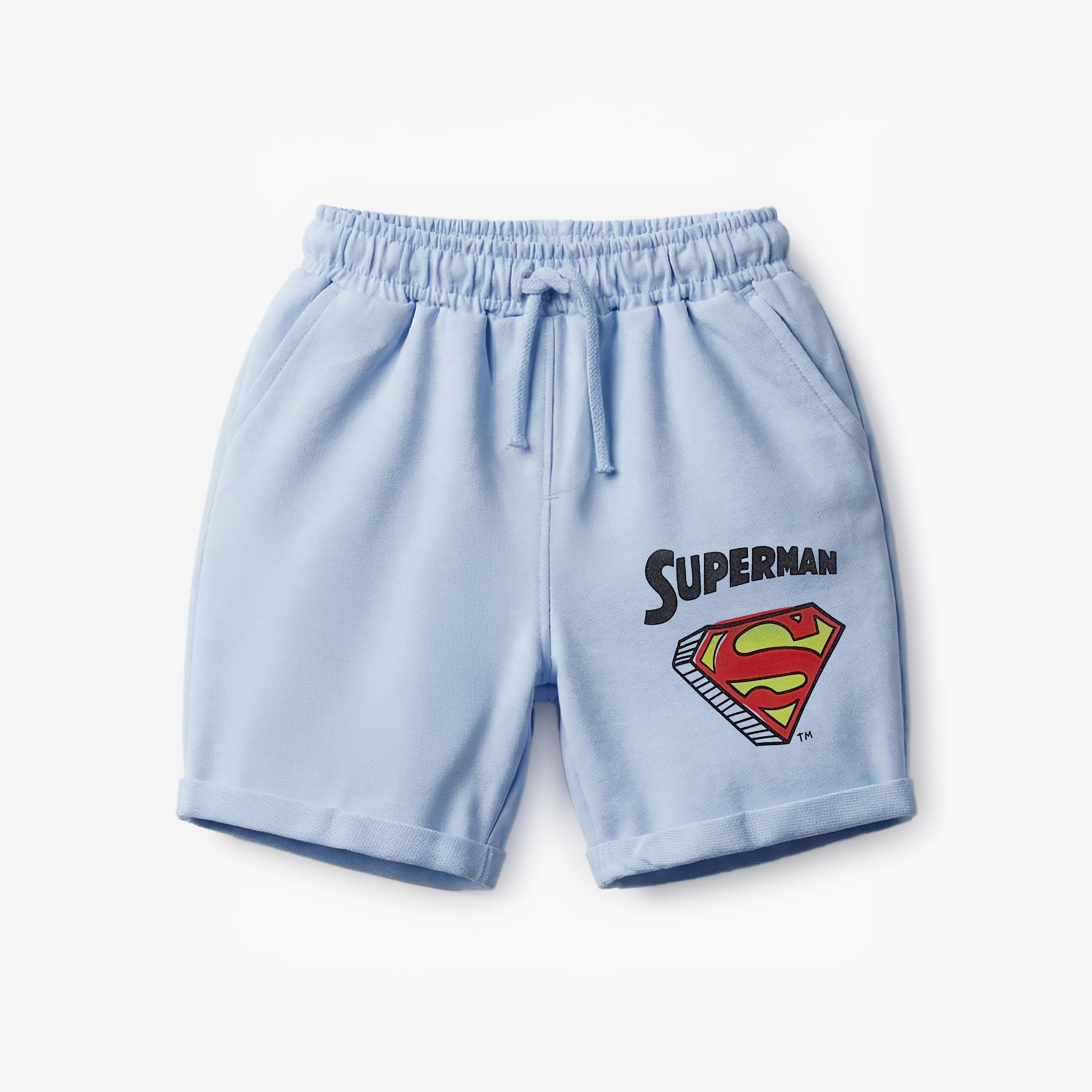 Round Neck Short Sleeves T-shirt and Shorts Set with Superman Print-baby-boys-clothing-setsandcoords-image-4