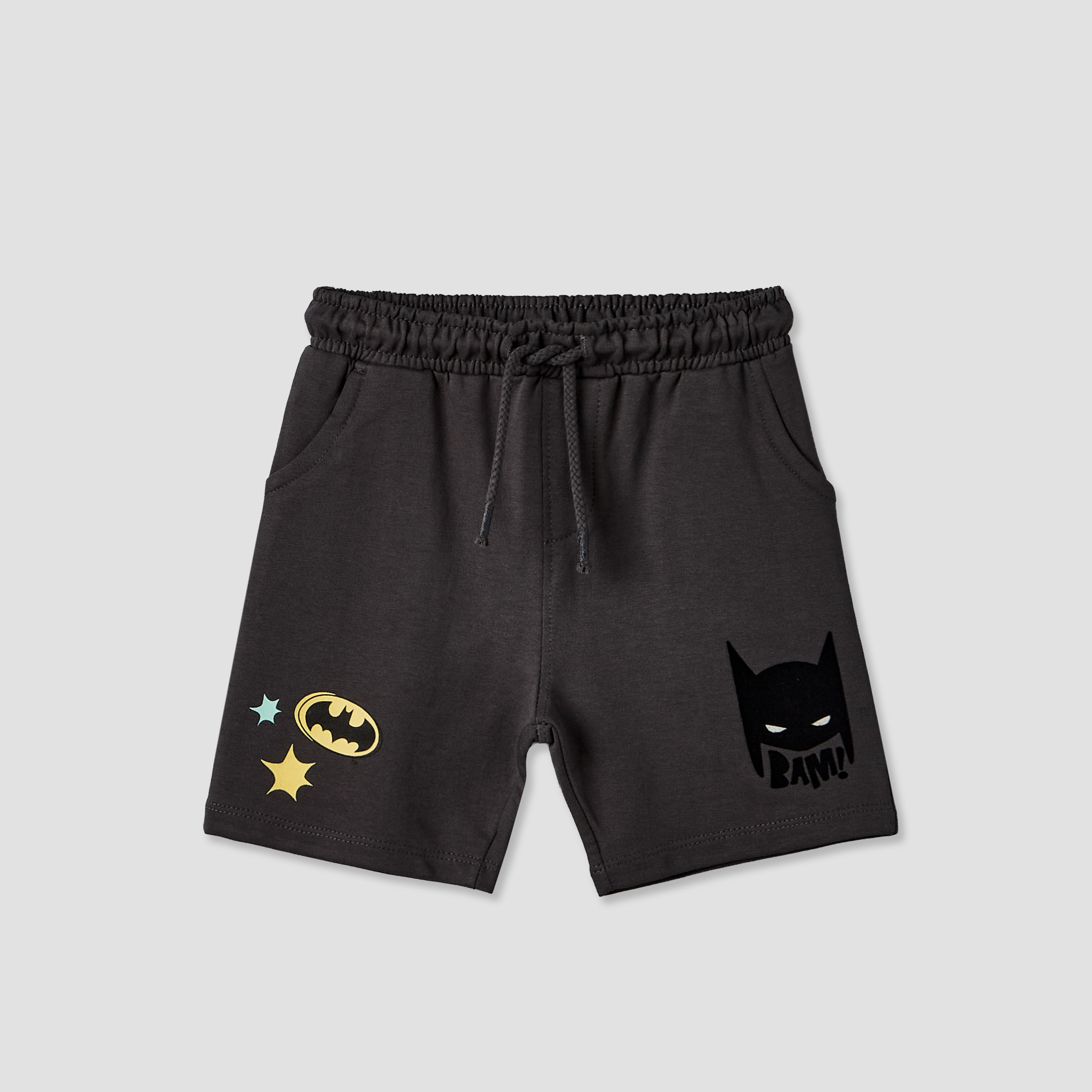 Crew Neck Short Sleeves T-shirt and Shorts Set with Batman Print-baby-boys-clothing-setsandcoords-image-4