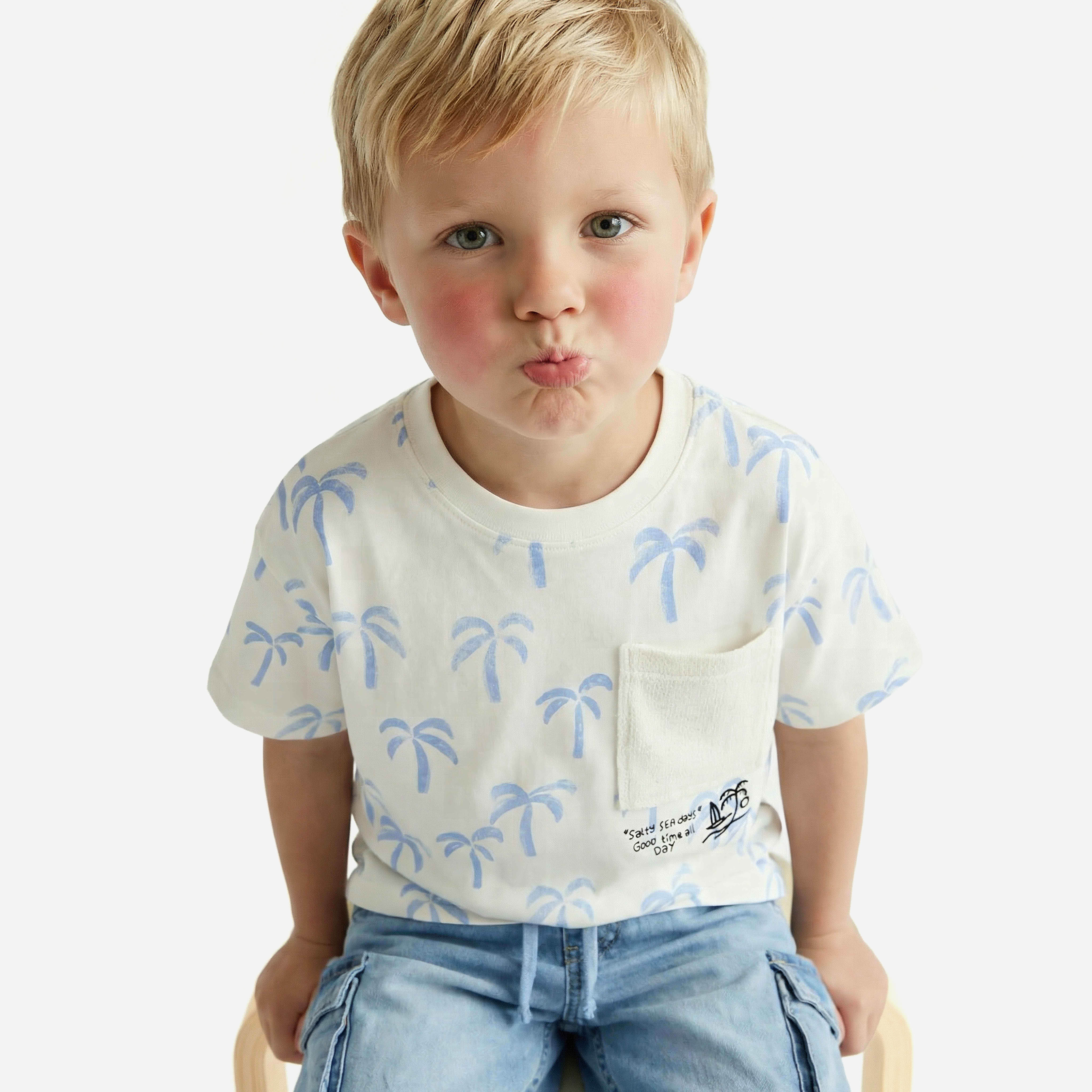Juniors Crew Neck Short Sleeves T-shirt with Palm Tree Print-boys-clothing-tshirtsandpolos-image-5