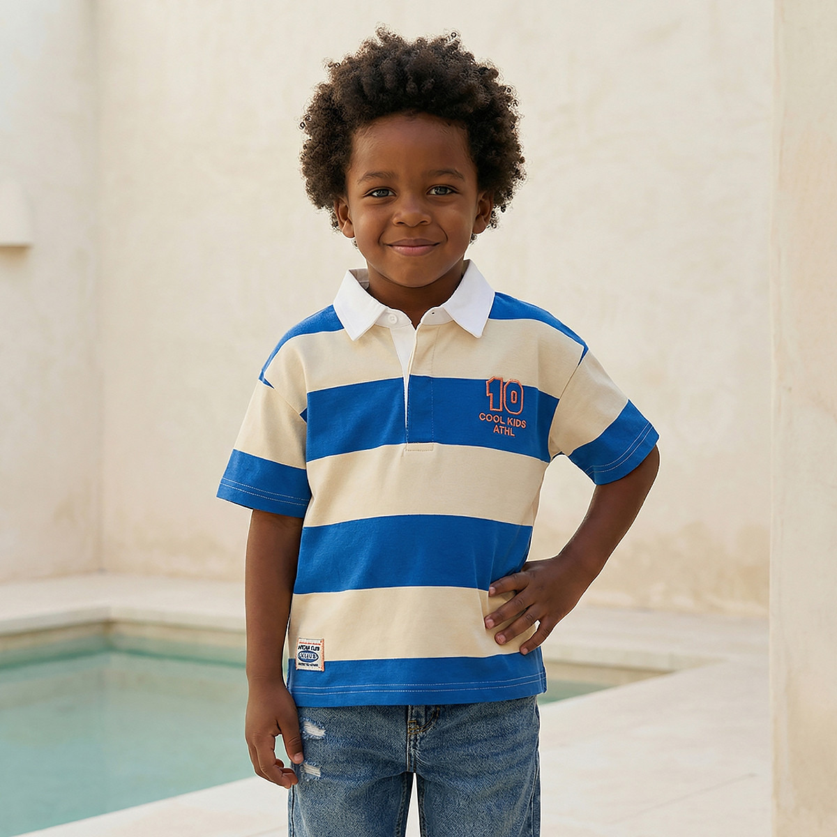 Juniors Collared Short Sleeves Polo T-shirt with Stripes-boys-clothing-tshirtsandpolos-image-1