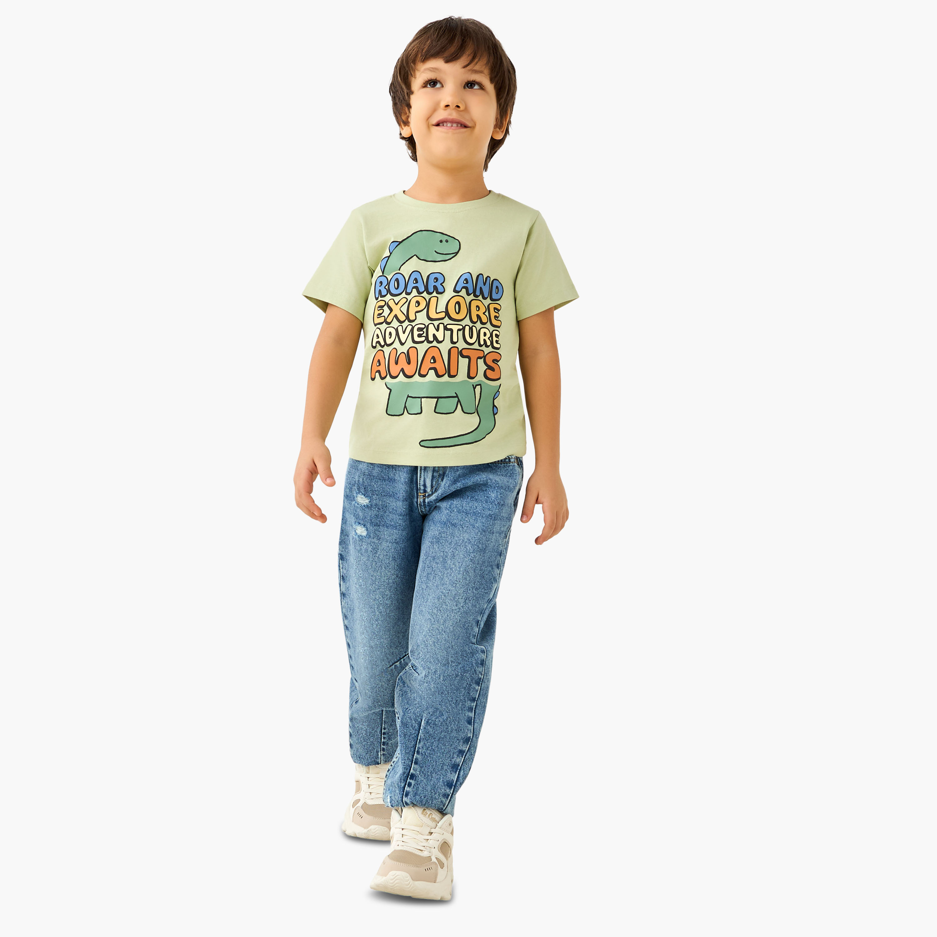 Juniors Crew Neck Short Sleeve T-shirt with Dinosaur Print-boys-clothing-tshirtsandpolos-image-2