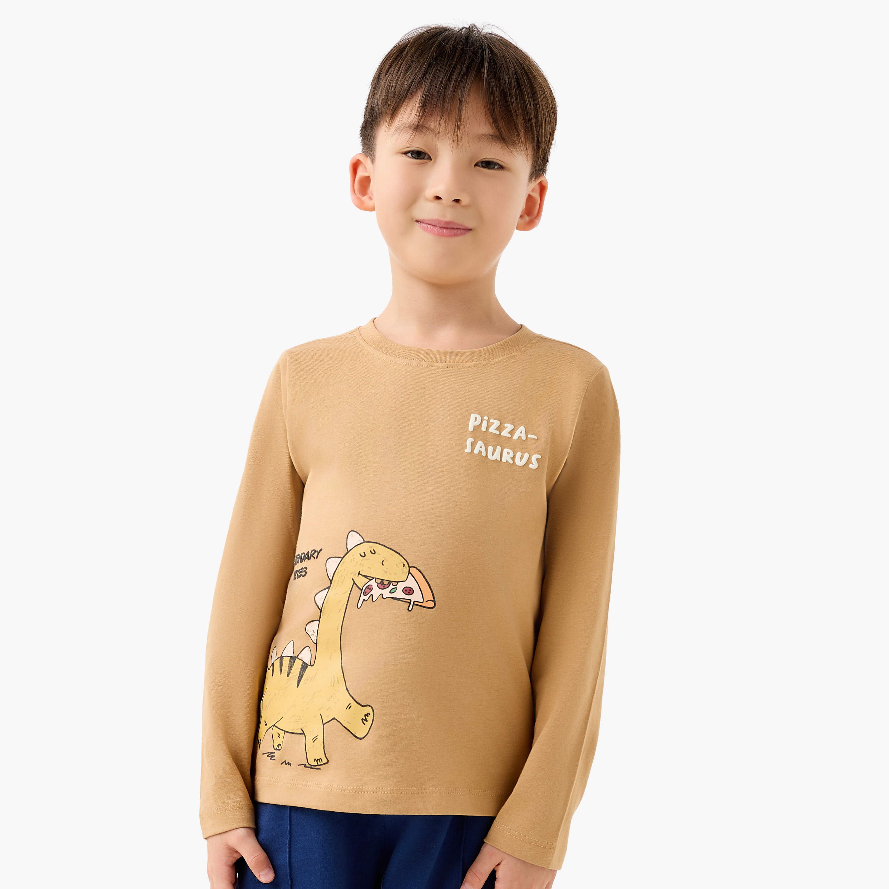 Juniors Crew Neck Short Sleeves T-shirt with Dinosaur Print-boys-clothing-tshirtsandpolos-image-1