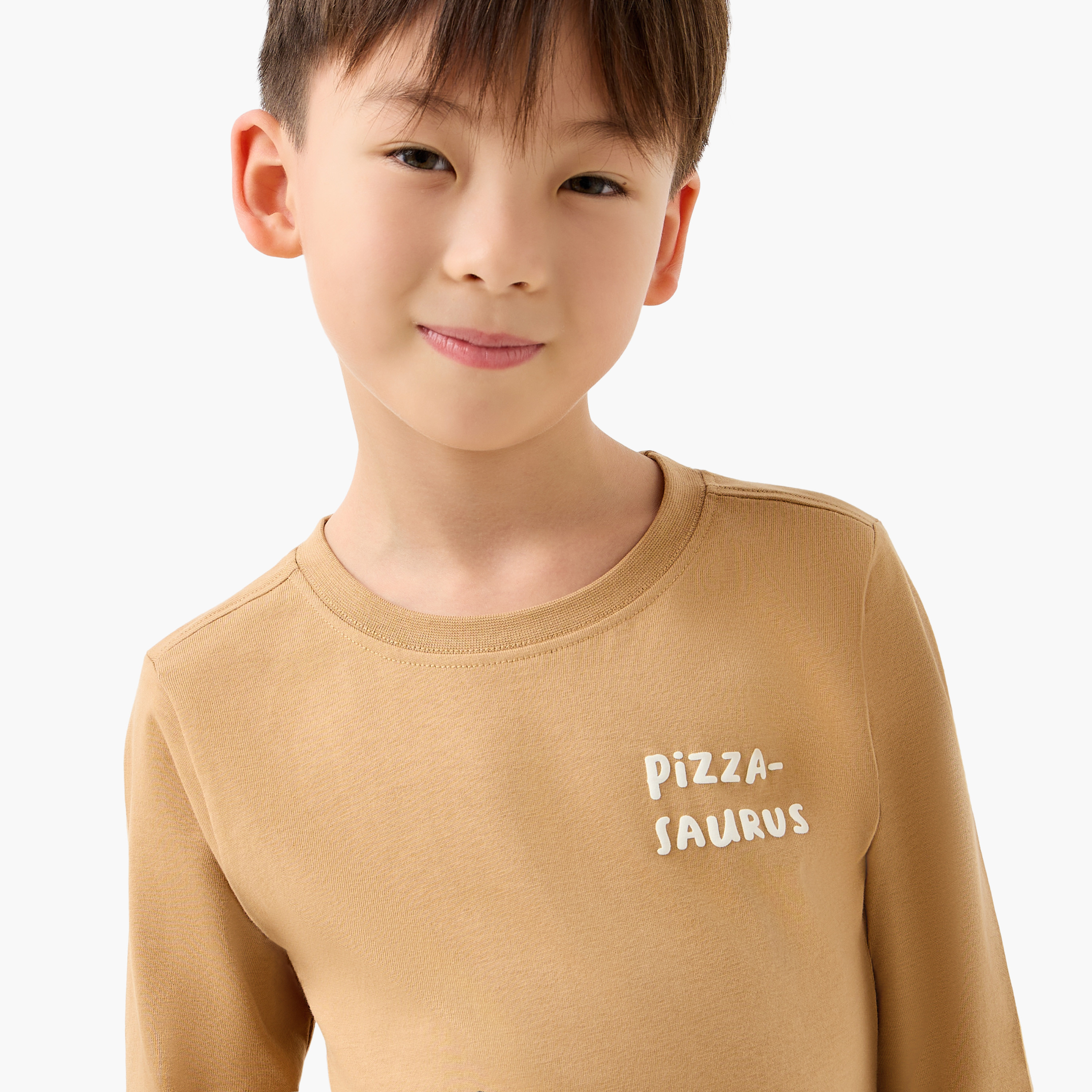 تيشيرت جونيورز برقبة دائرية وأكمام قصيرة وطبعة ديناصور-boys-clothing-tshirtsandpolos-image-4