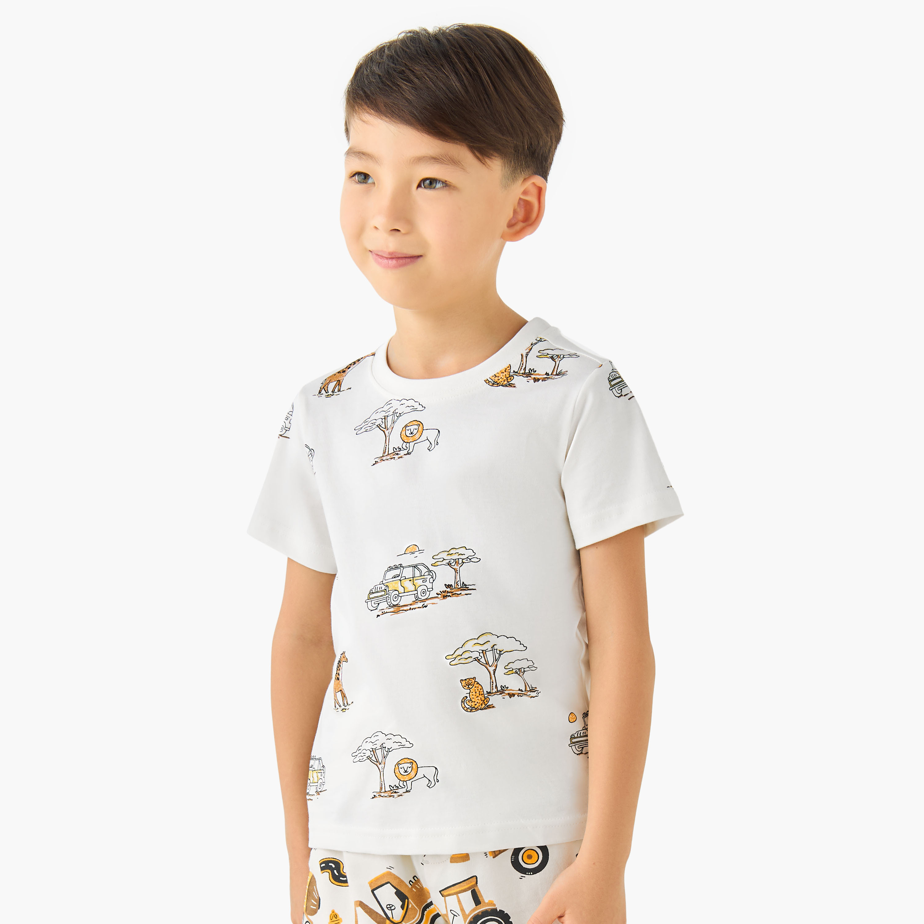 Juniors Crew Neck Short Sleeves T-shirt with Dinosaur Print-boys-clothing-tshirtsandpolos-image-1