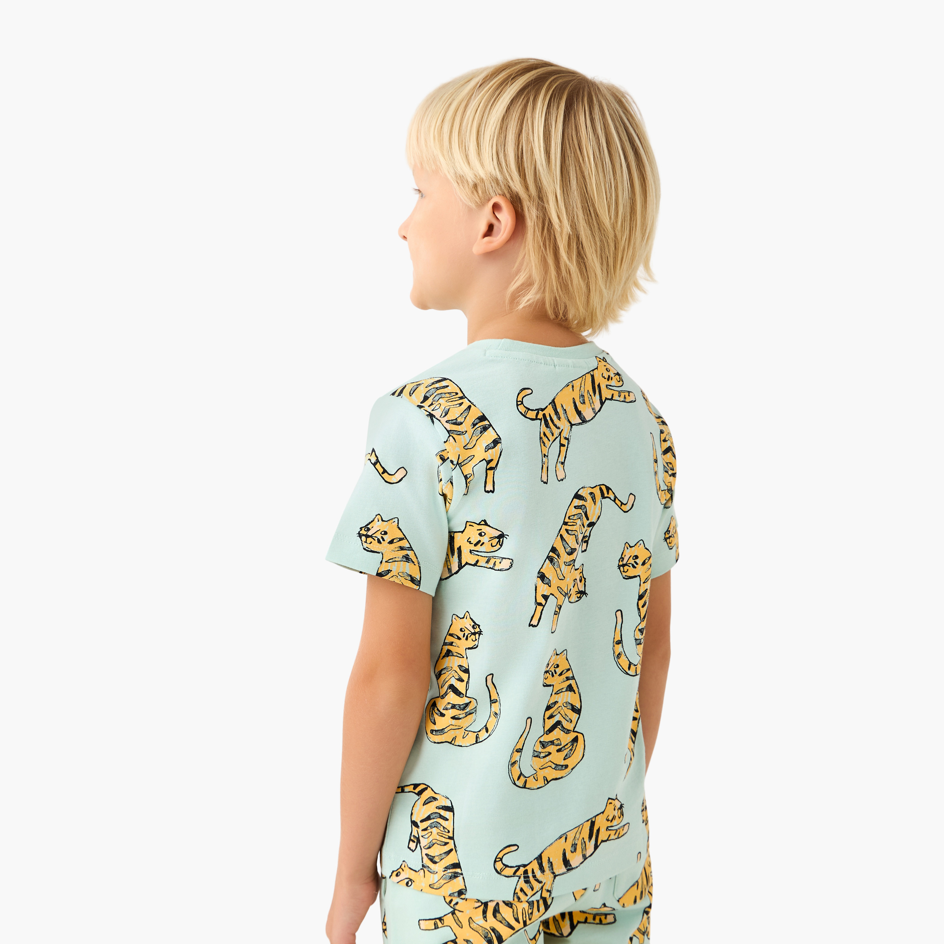 Juniors Crew Neck Short Sleeves T-shirt with Tiger Print-boys-clothing-tshirtsandpolos-image-3
