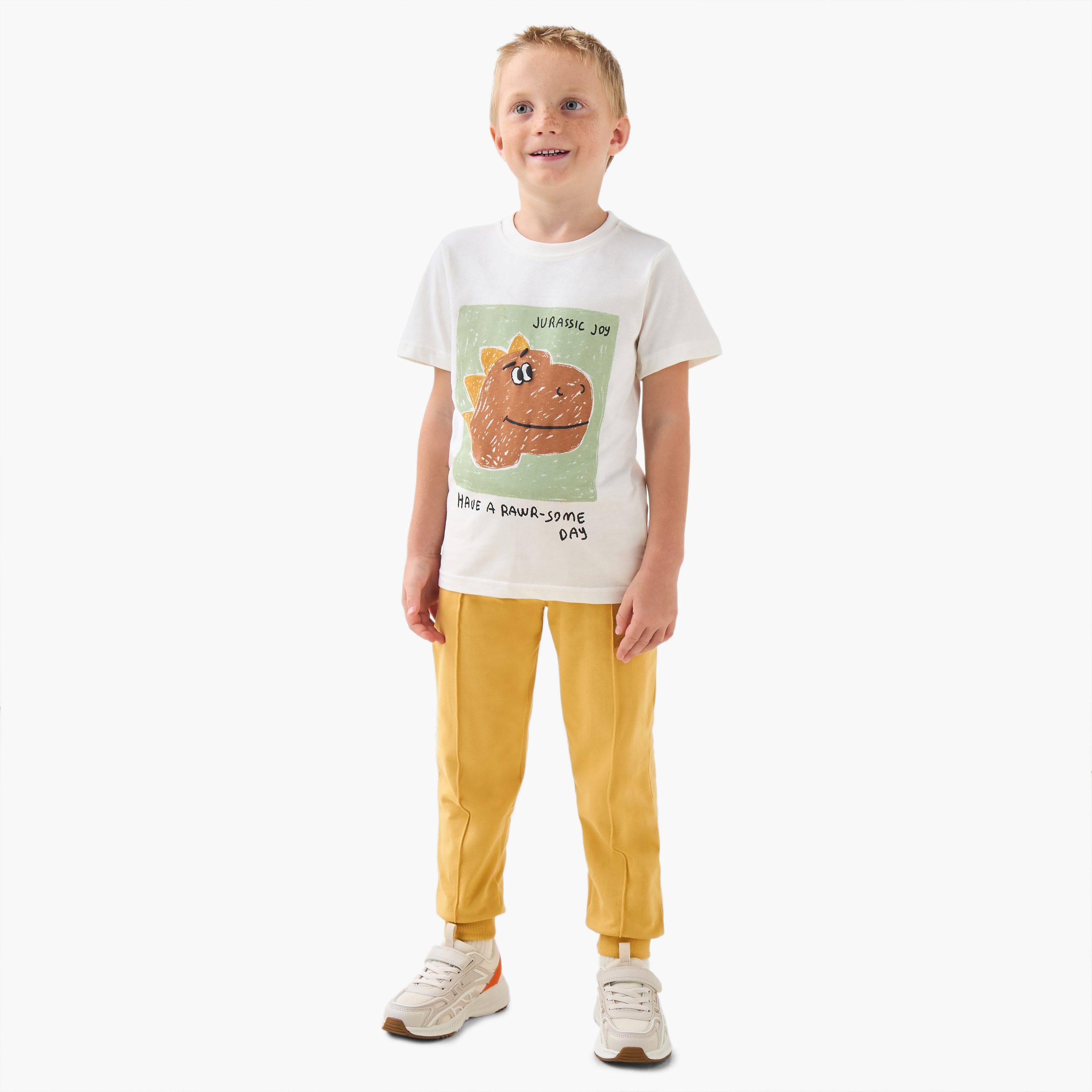 Juniors Crew Neck Short Sleeves T-shirt with Dino Print-boys-clothing-tshirtsandpolos-image-2
