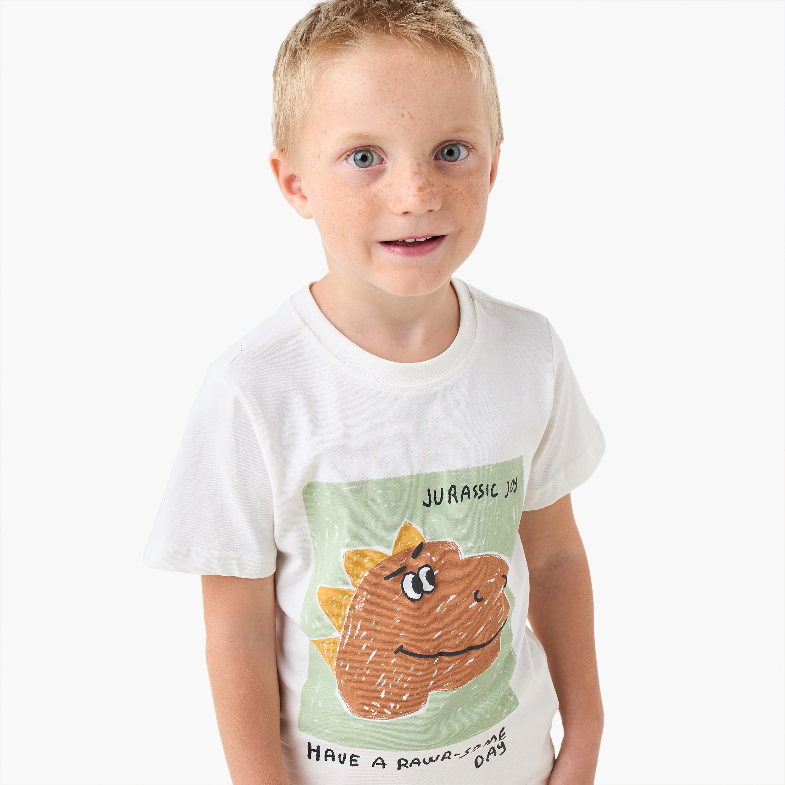 Juniors Crew Neck Short Sleeves T-shirt with Dino Print-boys-clothing-tshirtsandpolos-image-4