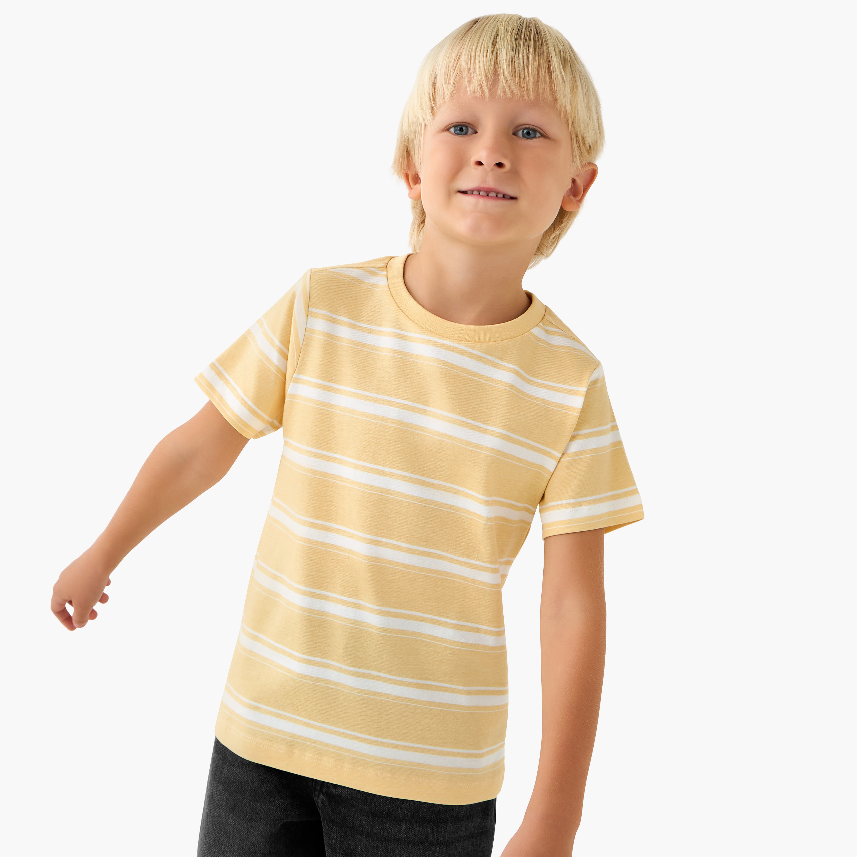 Juniors Crew Neck Short Sleeves T-shirt with Stripes-boys-clothing-tshirtsandpolos-image-1