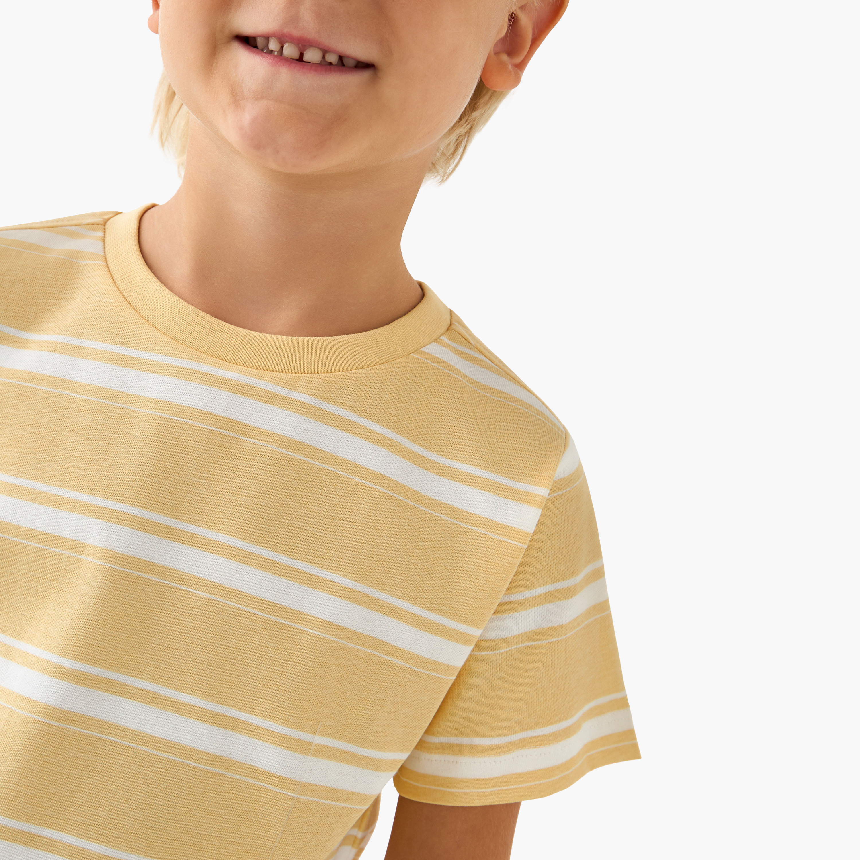 Juniors Crew Neck Short Sleeves T-shirt with Stripes-boys-clothing-tshirtsandpolos-image-4