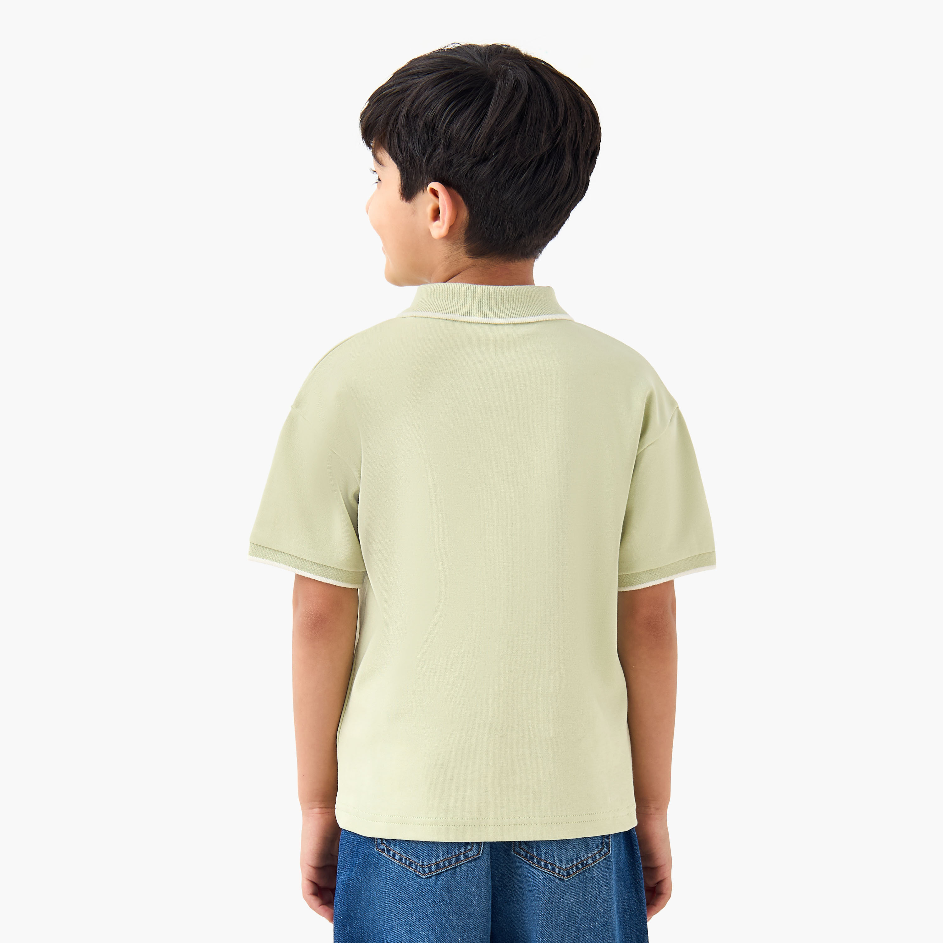 Juniors Collared Short Sleeves Polo T-shirt with Colourblock Design-boys-clothing-tshirtsandpolos-image-3