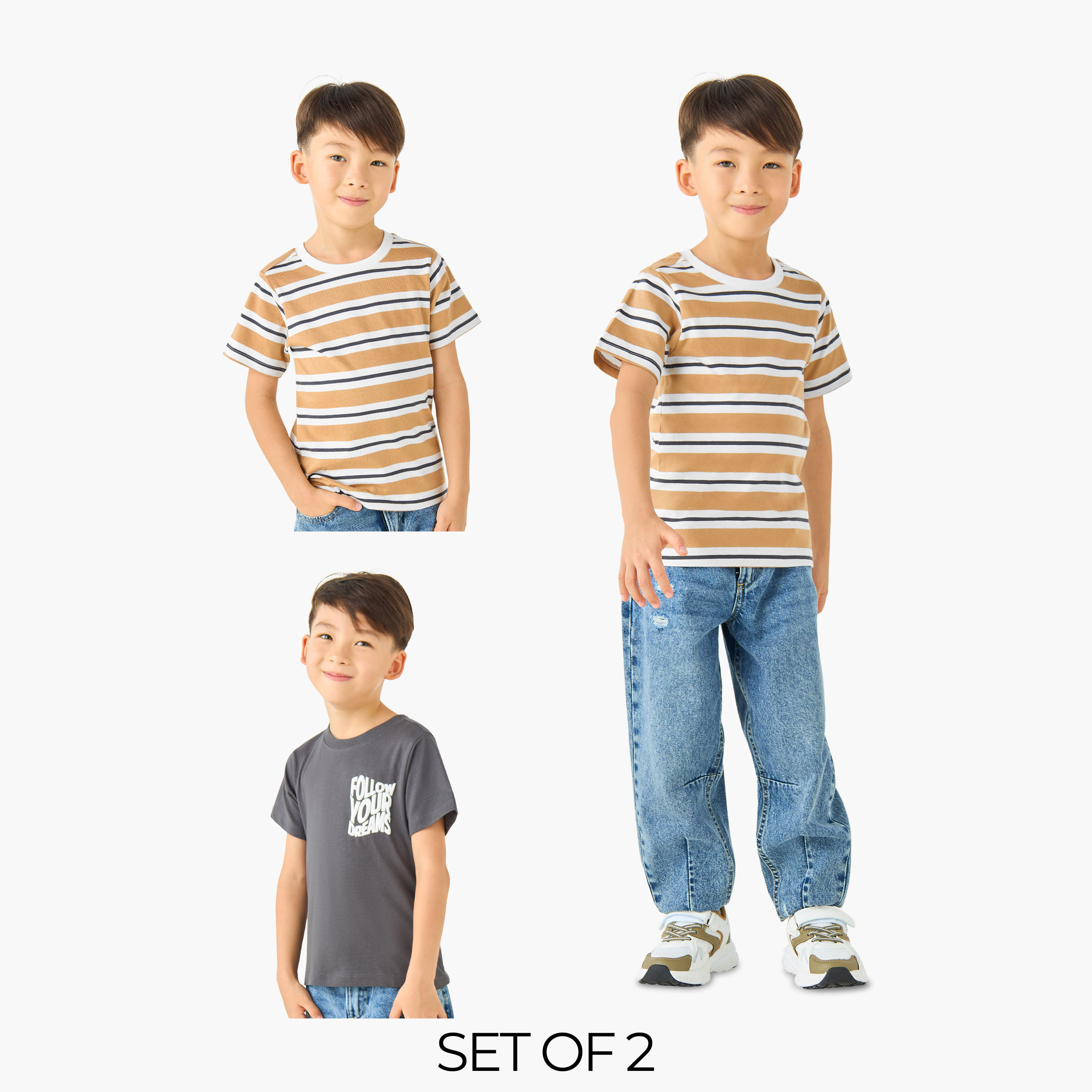 Pack of 2 Juniors Crew Neck Short Sleeves T-shirt with Assorted Print-boys-clothing-tshirtsandpolos-image-1