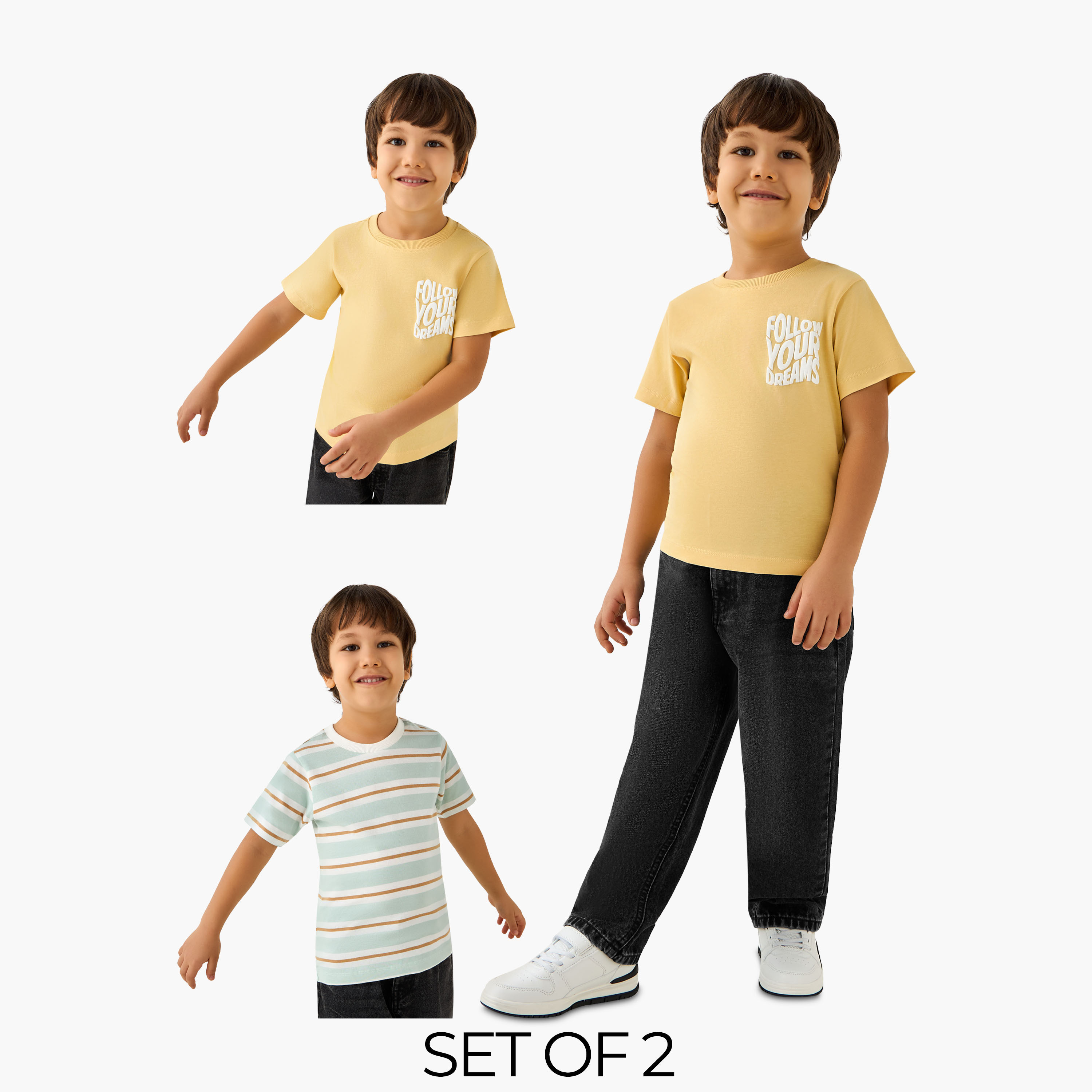 Pack of 2 Juniors Crew Neck Short Sleeves T-shirt with Assorted Print-boys-clothing-tshirtsandpolos-image-1