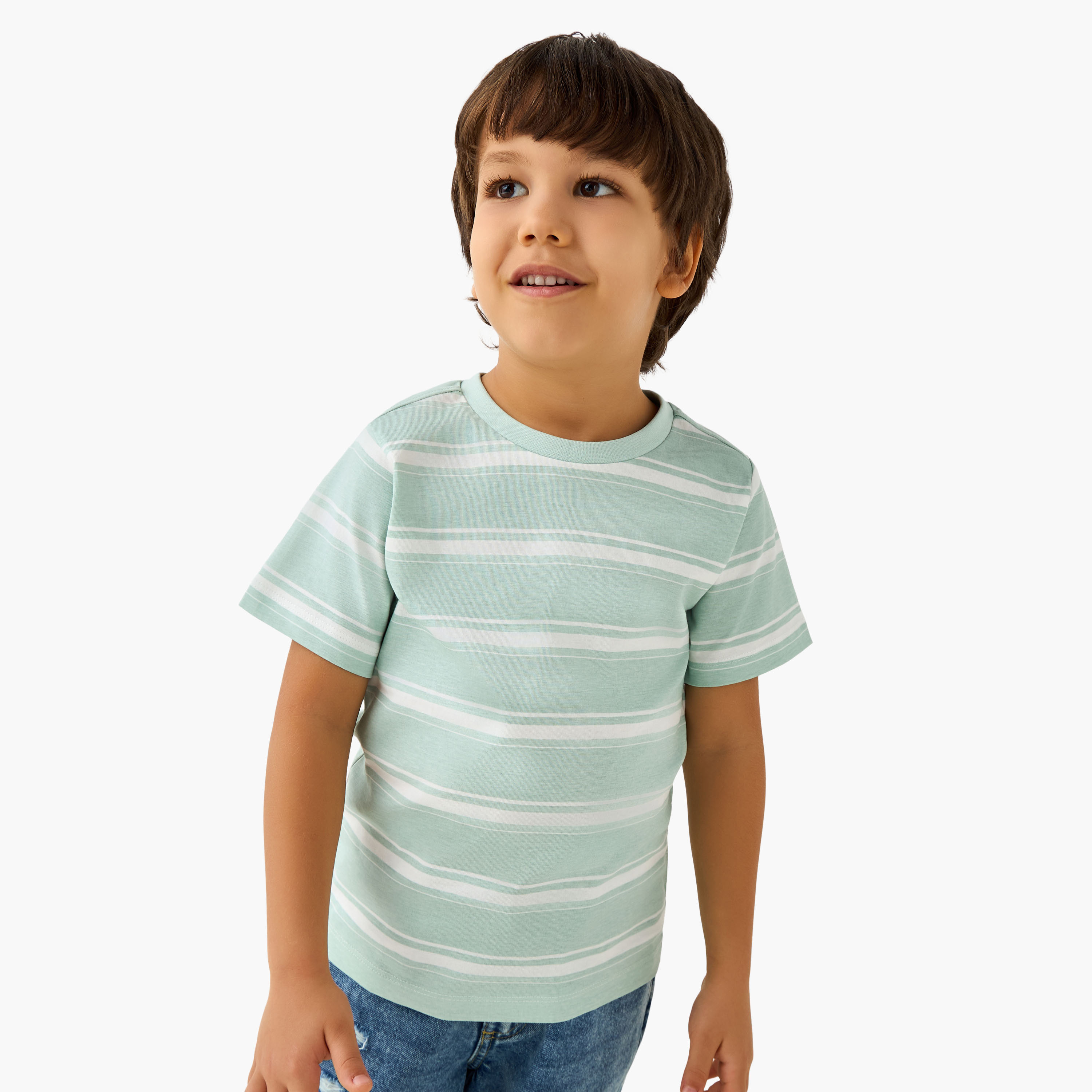 Juniors Crew Neck Short Sleeves T-shirt with Stripes-boys-clothing-tshirtsandpolos-image-1