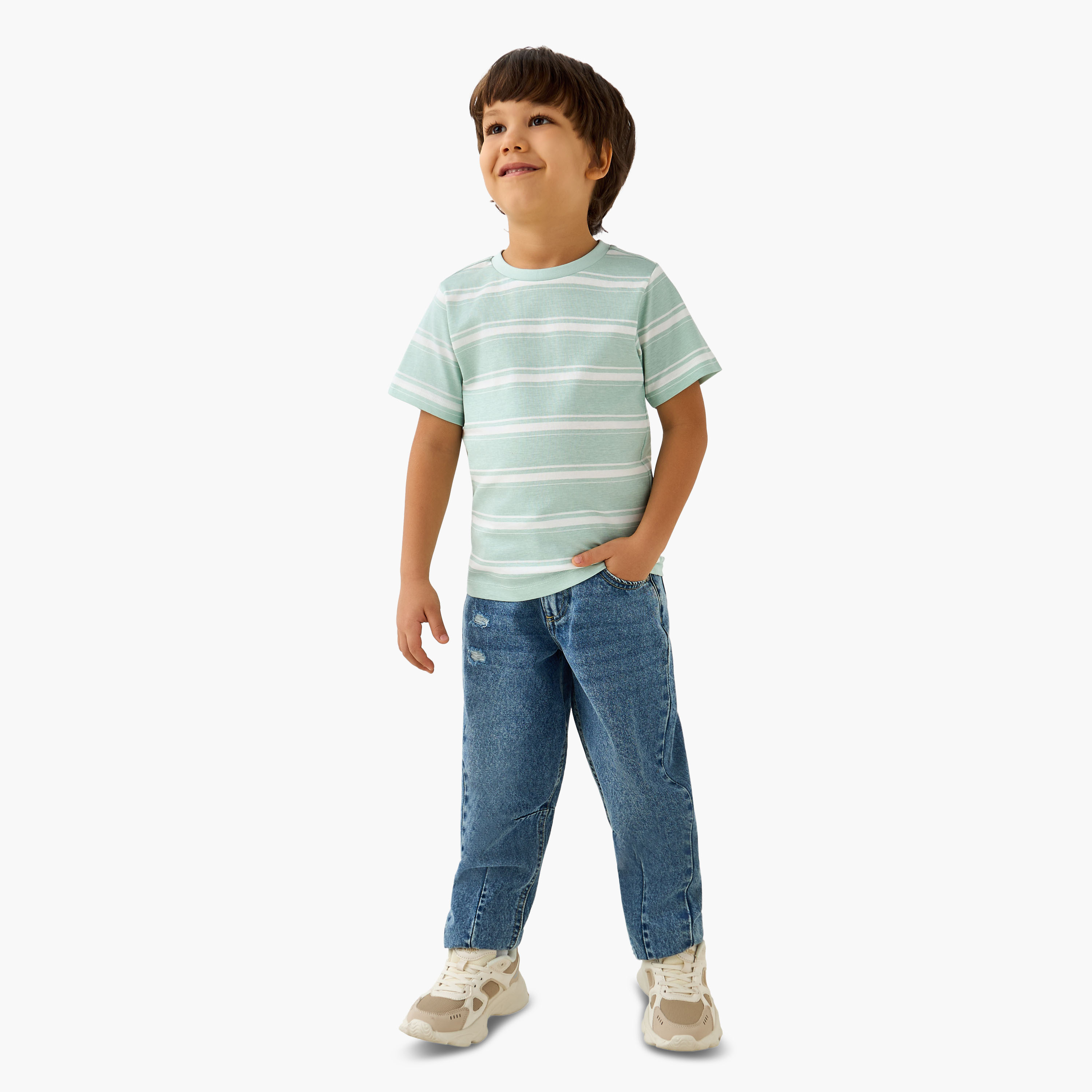 Juniors Crew Neck Short Sleeves T-shirt with Stripes-boys-clothing-tshirtsandpolos-image-2