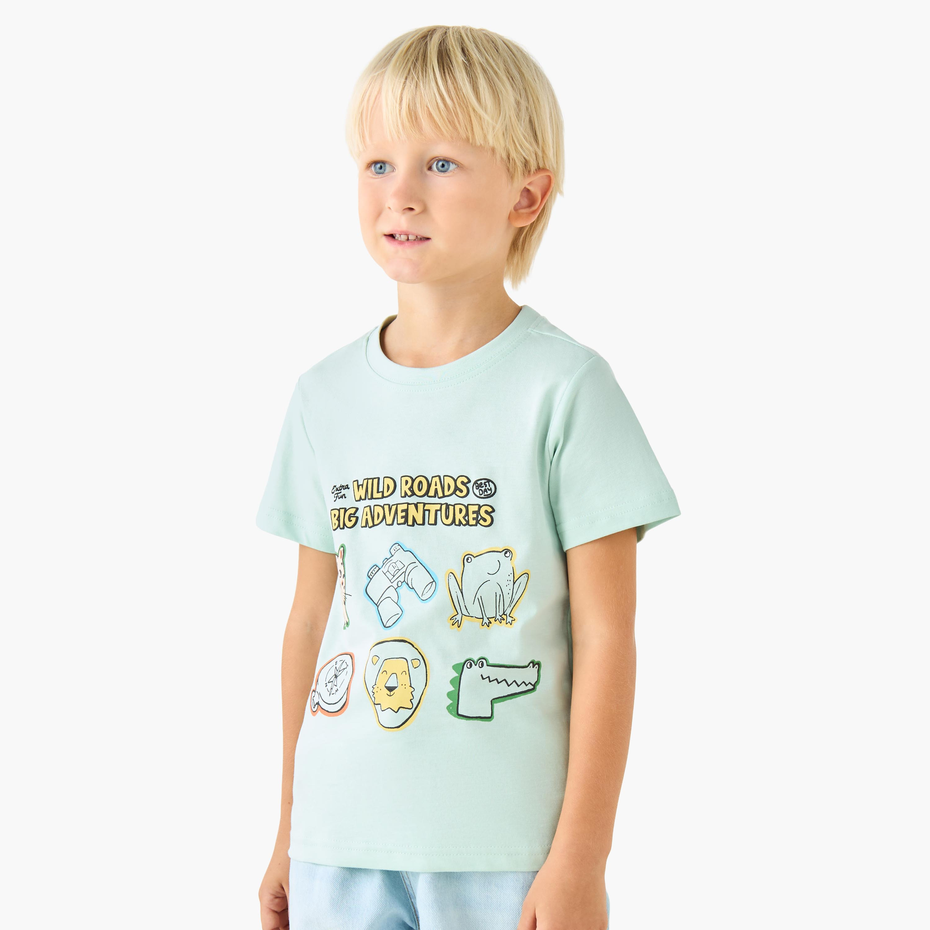 Juniors Crew Neck Short Sleeves T-shirt with Print-boys-clothing-tshirtsandpolos-image-1