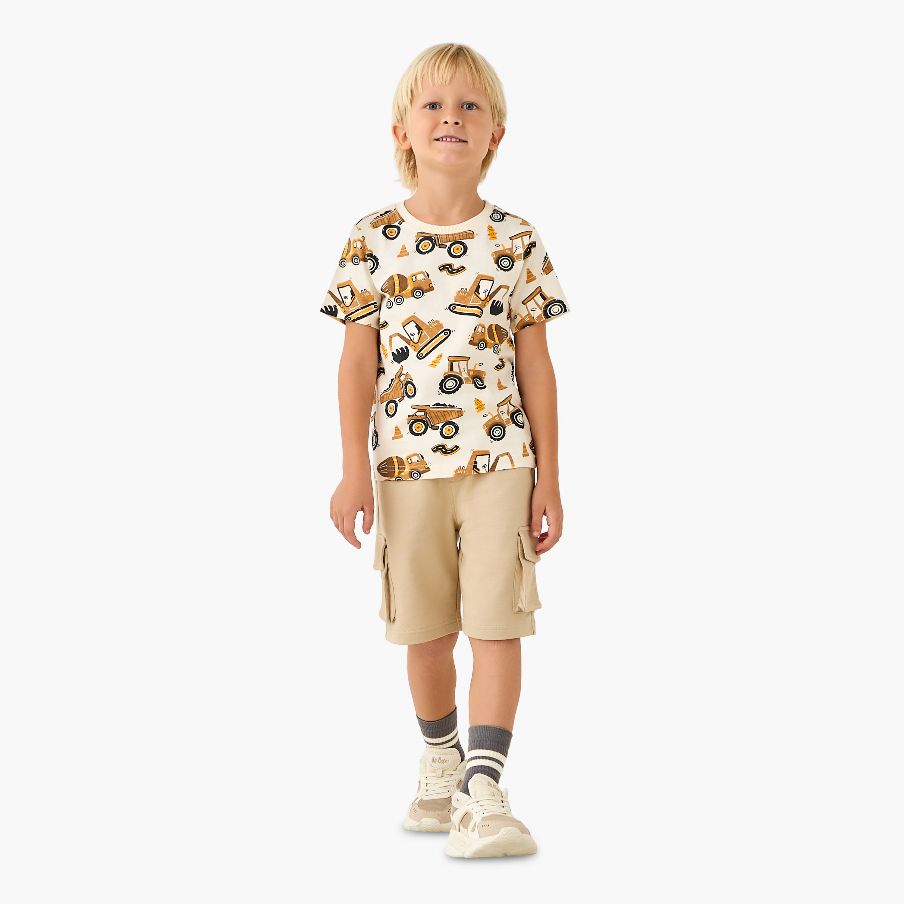 Juniors Crew Neck Short Sleeves T-shirt with Construction Print-boys-clothing-tshirtsandpolos-image-2